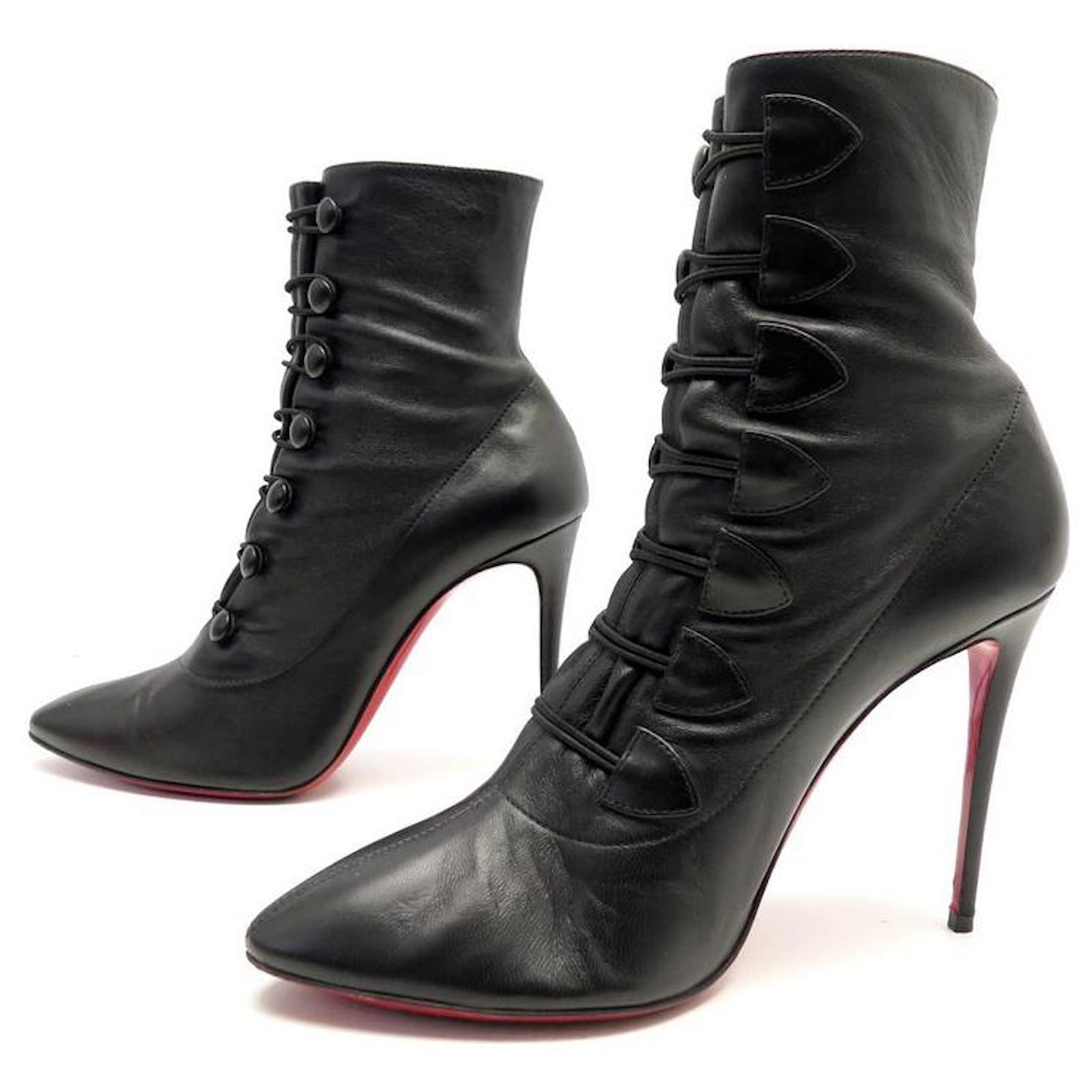 LOUBOUTIN FRENCH TUTU SHOES 38 BOOTS WITH HEELS LEATHER BOOTS ref.699625 - Joli