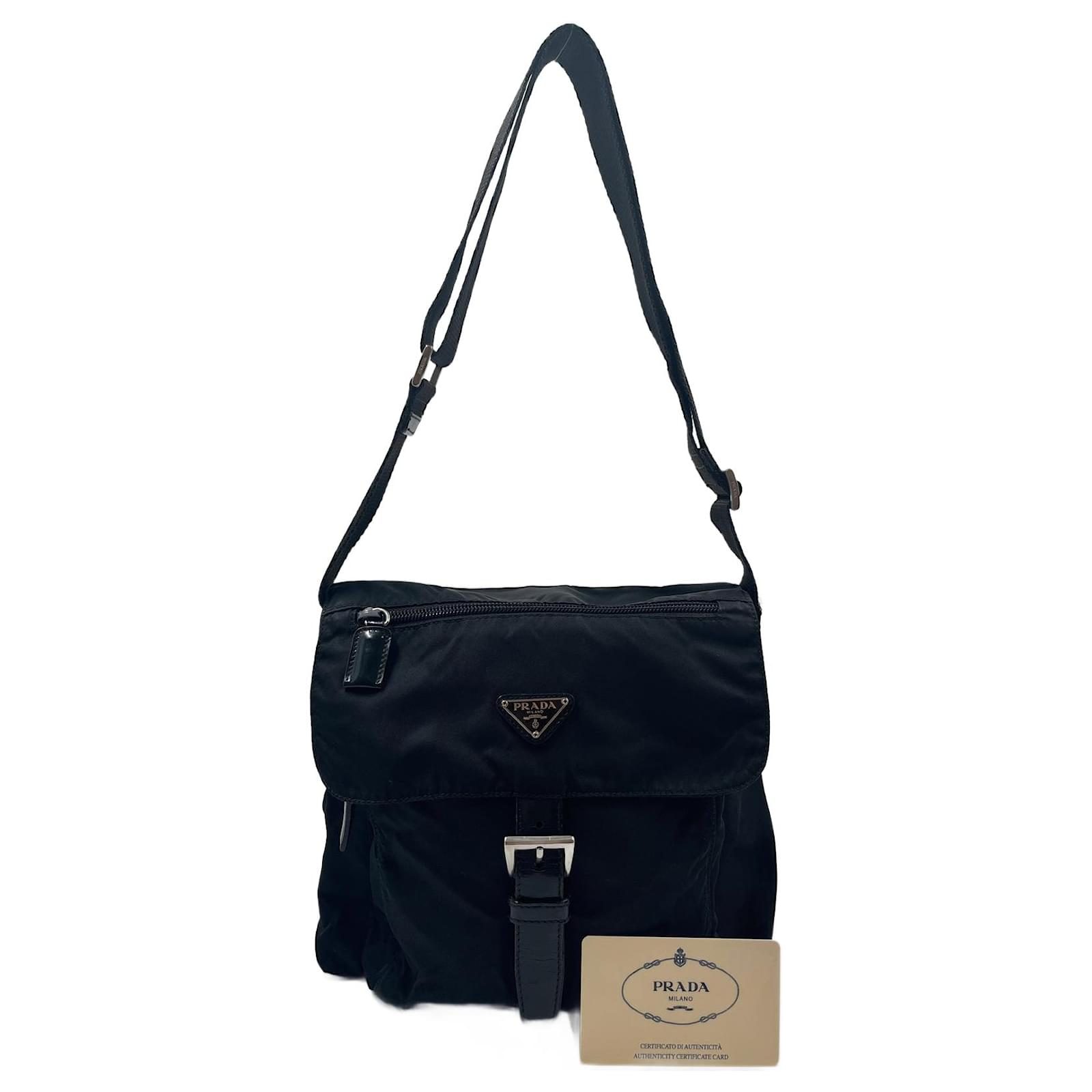 Prada Small messenger bag in black Re-Nylon