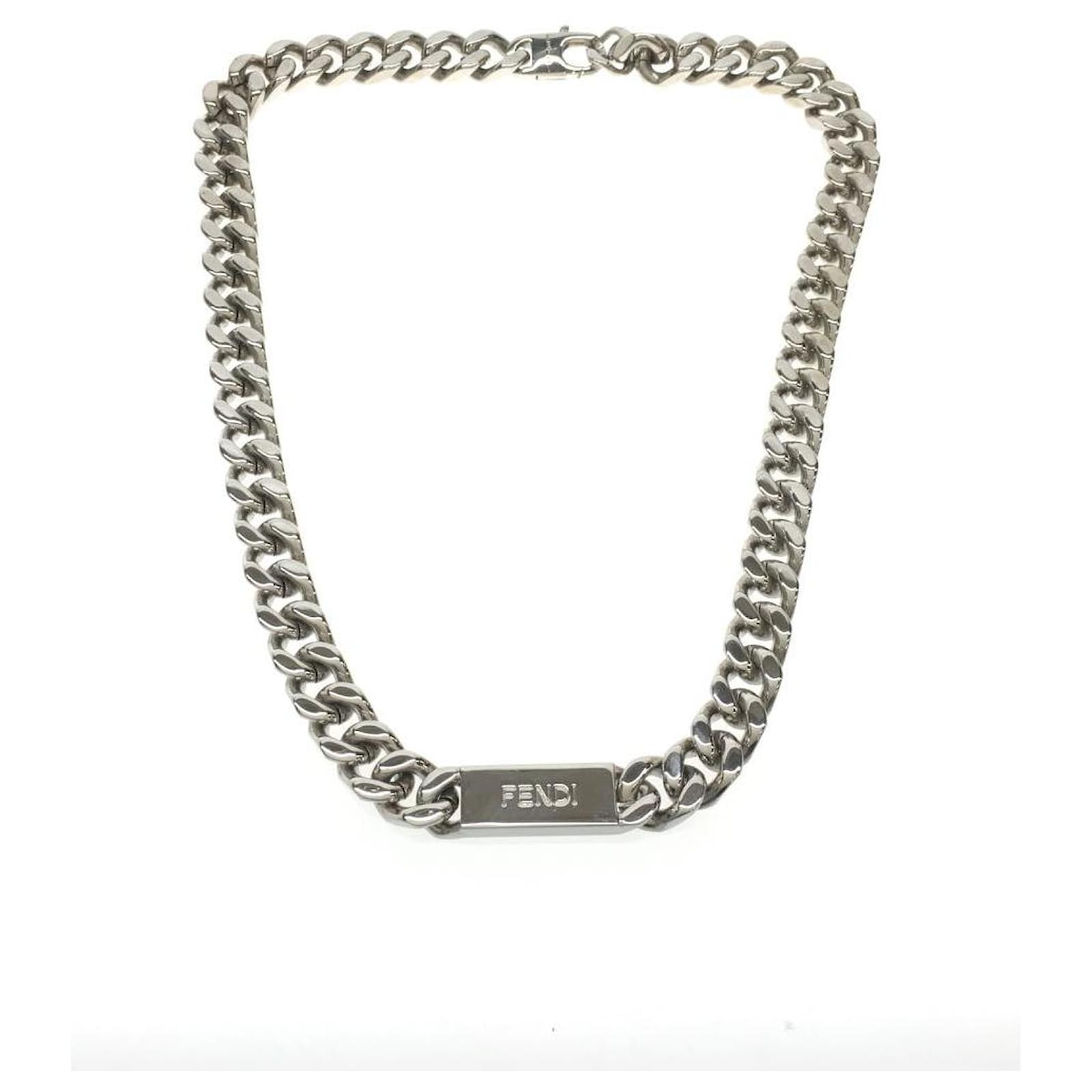 FENDI Chain link necklace Silver hardware Metal ref.700356 Joli Closet