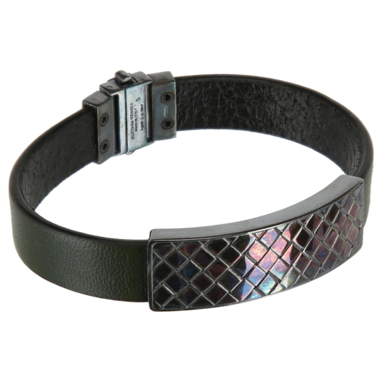 Bottega Veneta - Intrecciato Leather and Silver Bracelet - Men