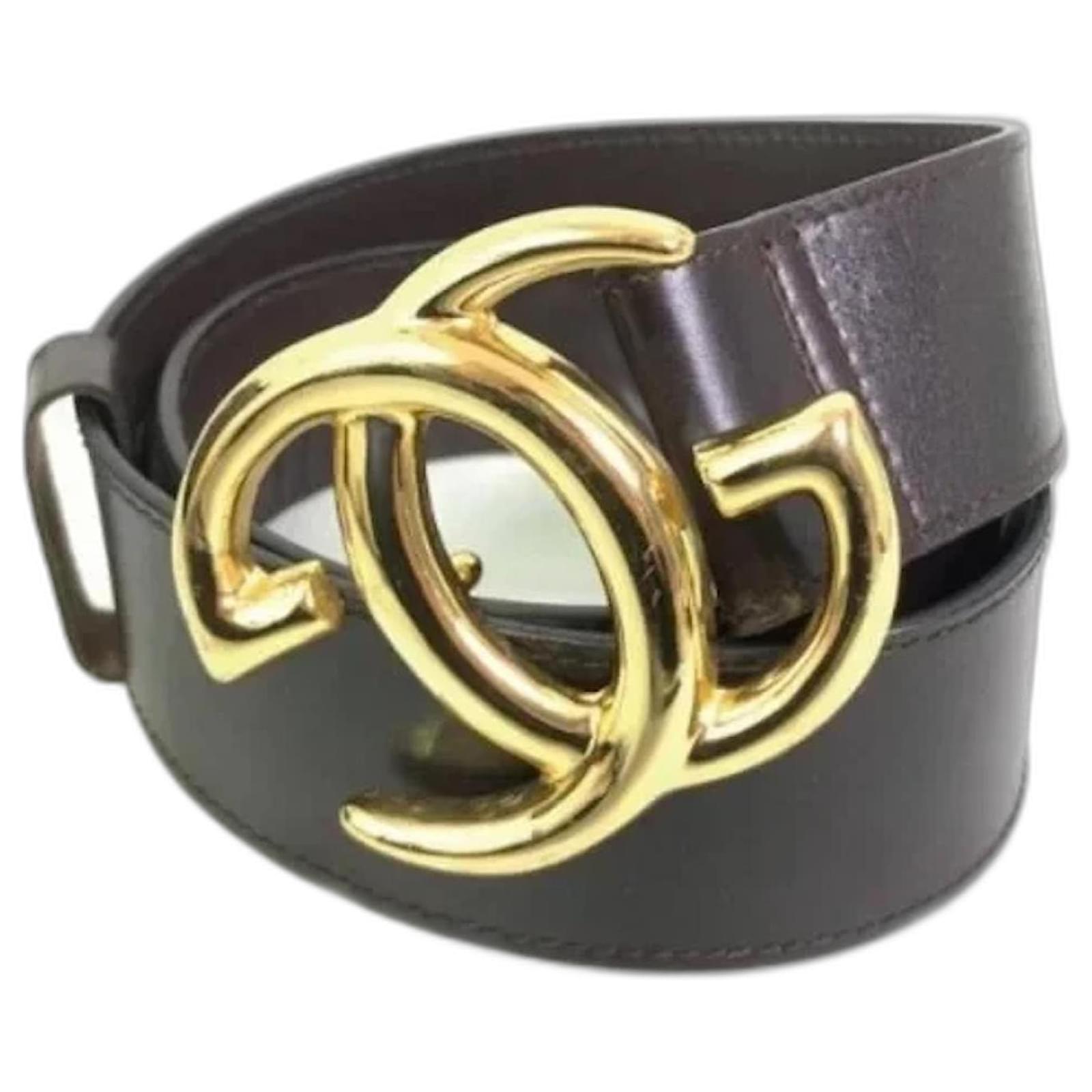 Gucci Brown Leather Double G Buckle Belt 80CM Gucci