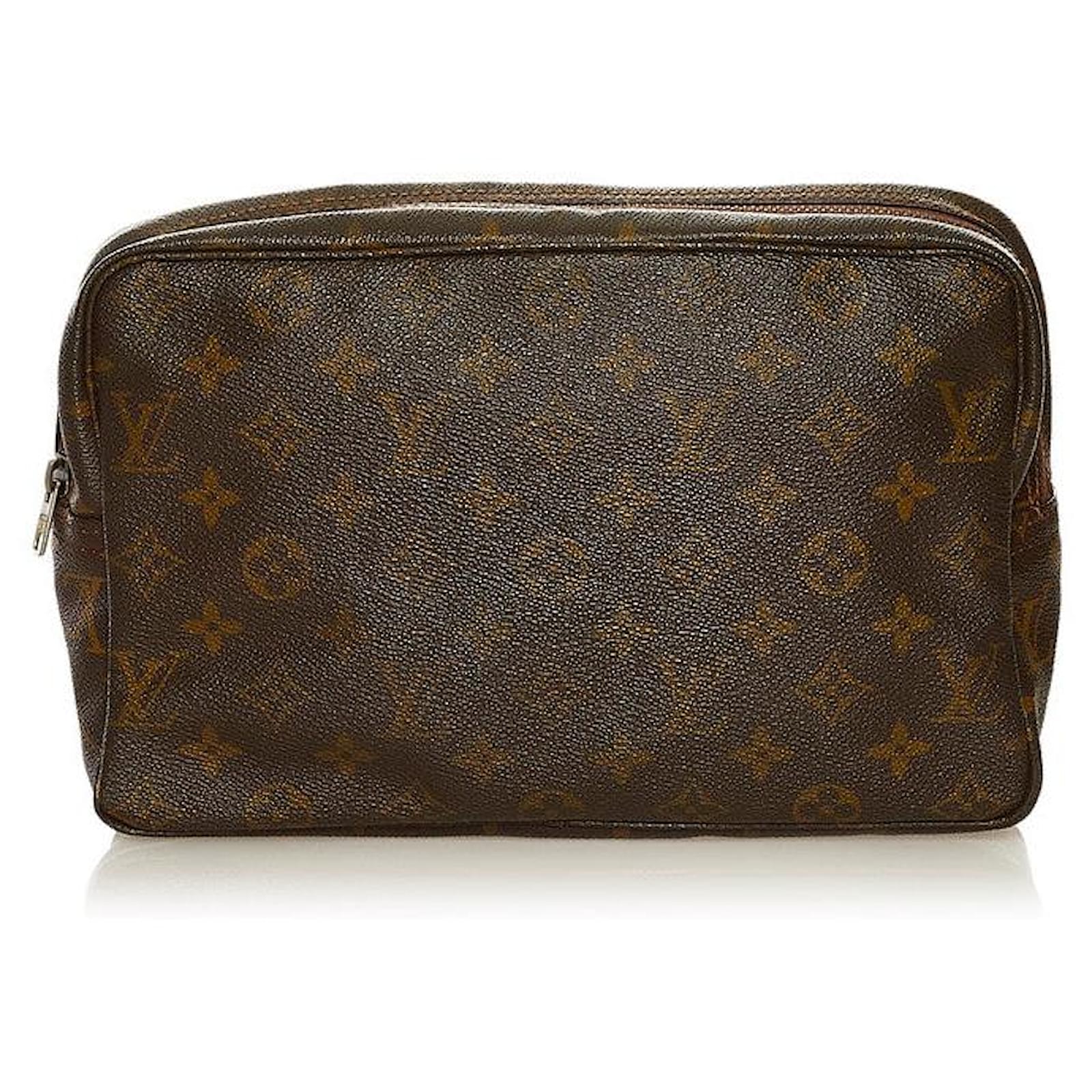 Louis Vuitton Trousse Toilette Cosmetic Pouch 28 Brown Canvas Monogram  Coated