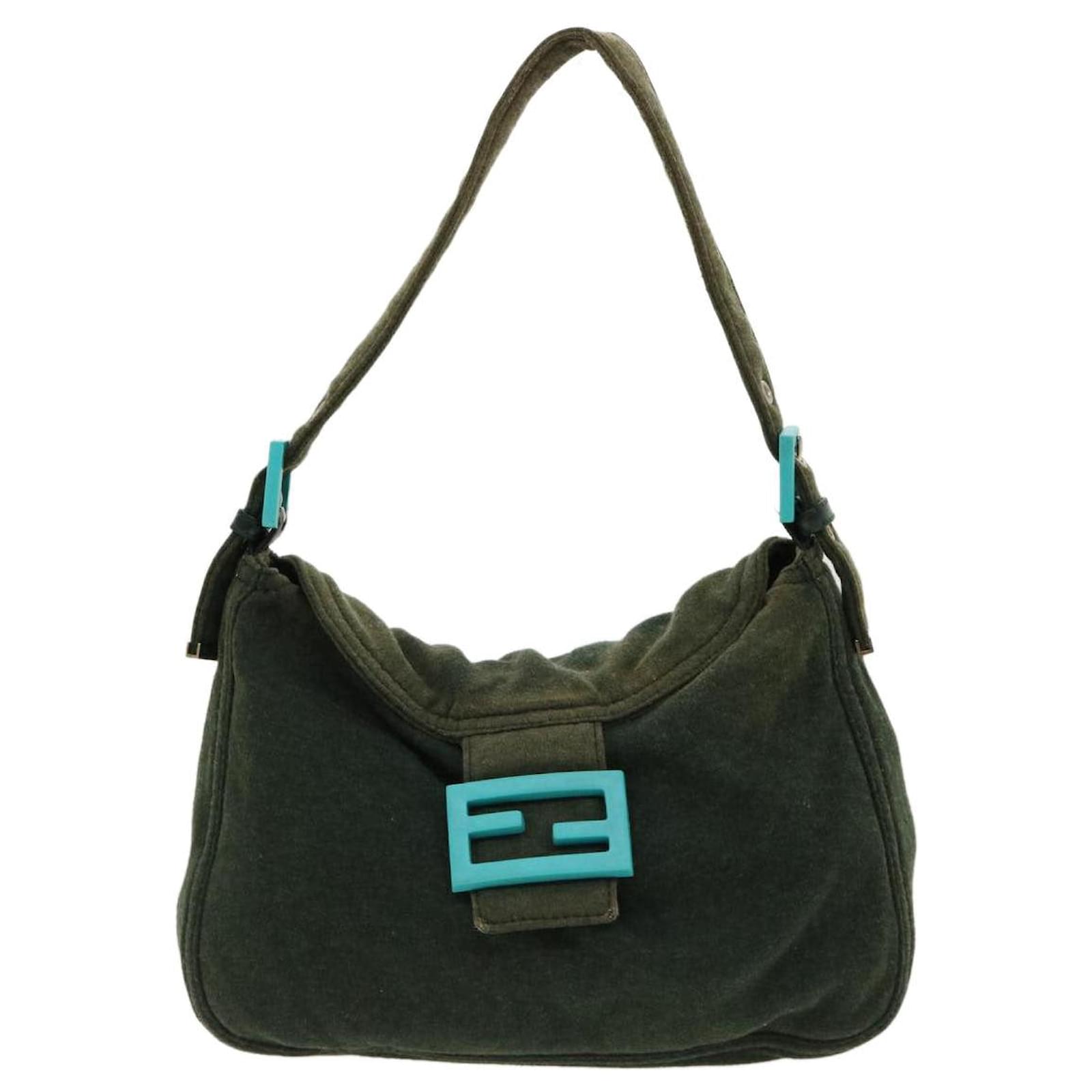 Fendi Mamma Baguette Shoulder Bag Green Cloth ref.703406 Joli Closet