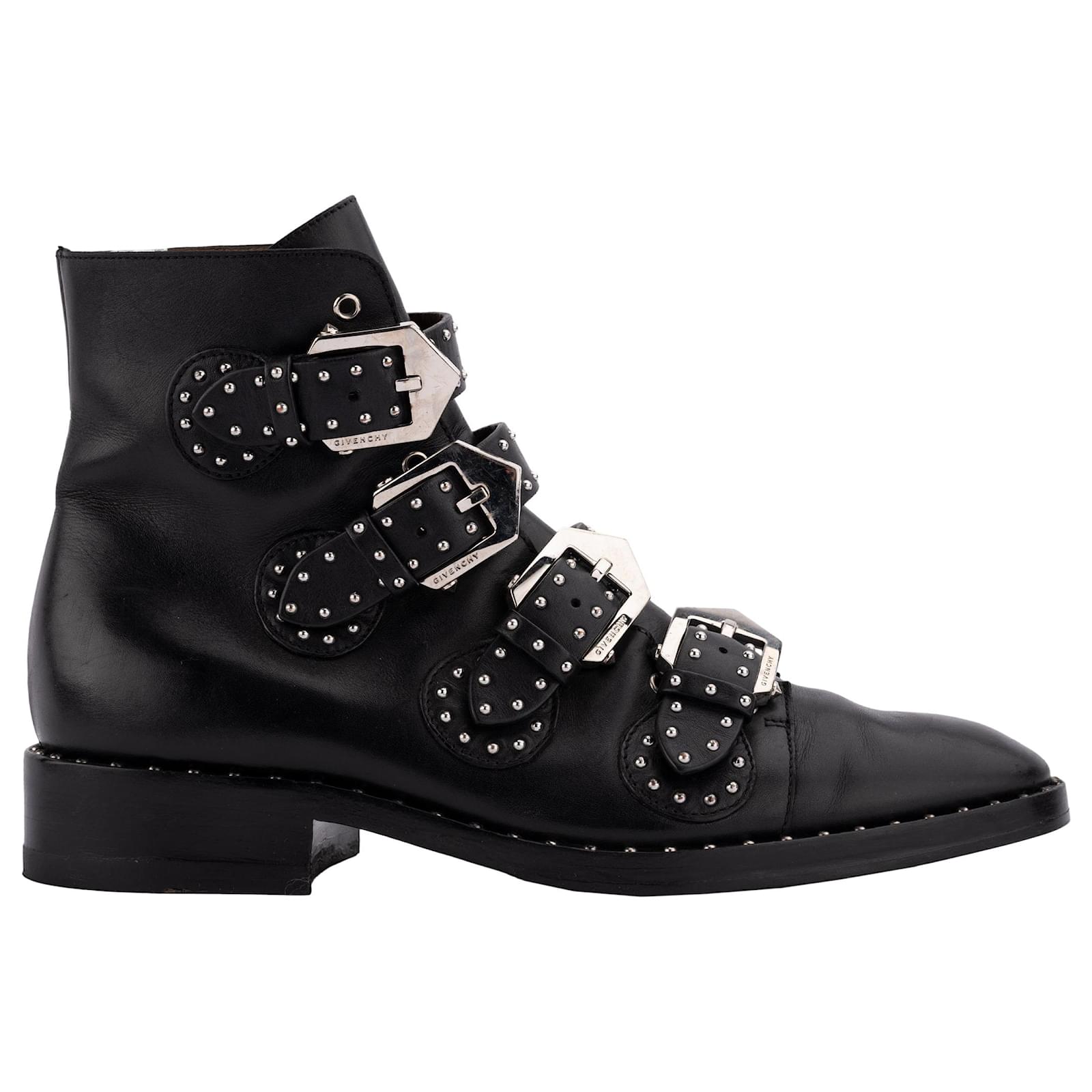 Givenchy Ankle Boots With Studs and Buckles Black Leather  - Joli  Closet