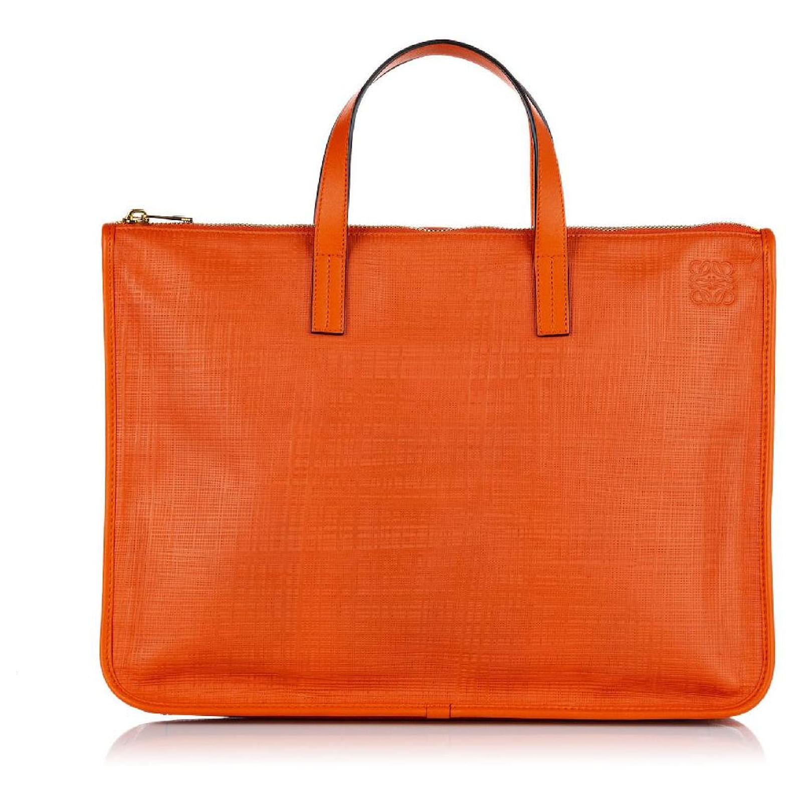 Loewe Goya Leather Briefcase Orange ref.703769 - Joli Closet