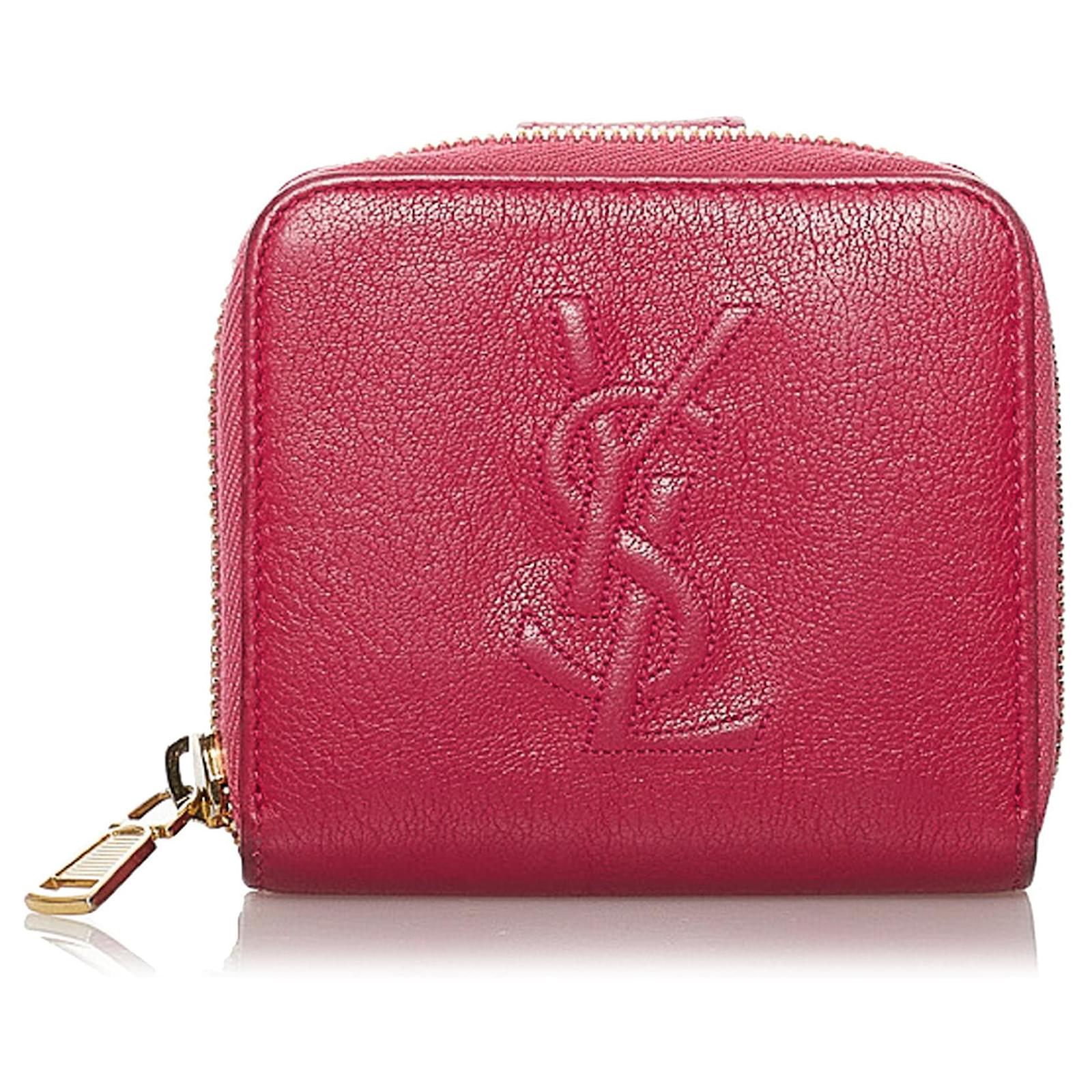 Yves Saint Laurent YSL Leather Zip Around Small Wallet Red Pony-style  calfskin ref.703833 - Joli Closet