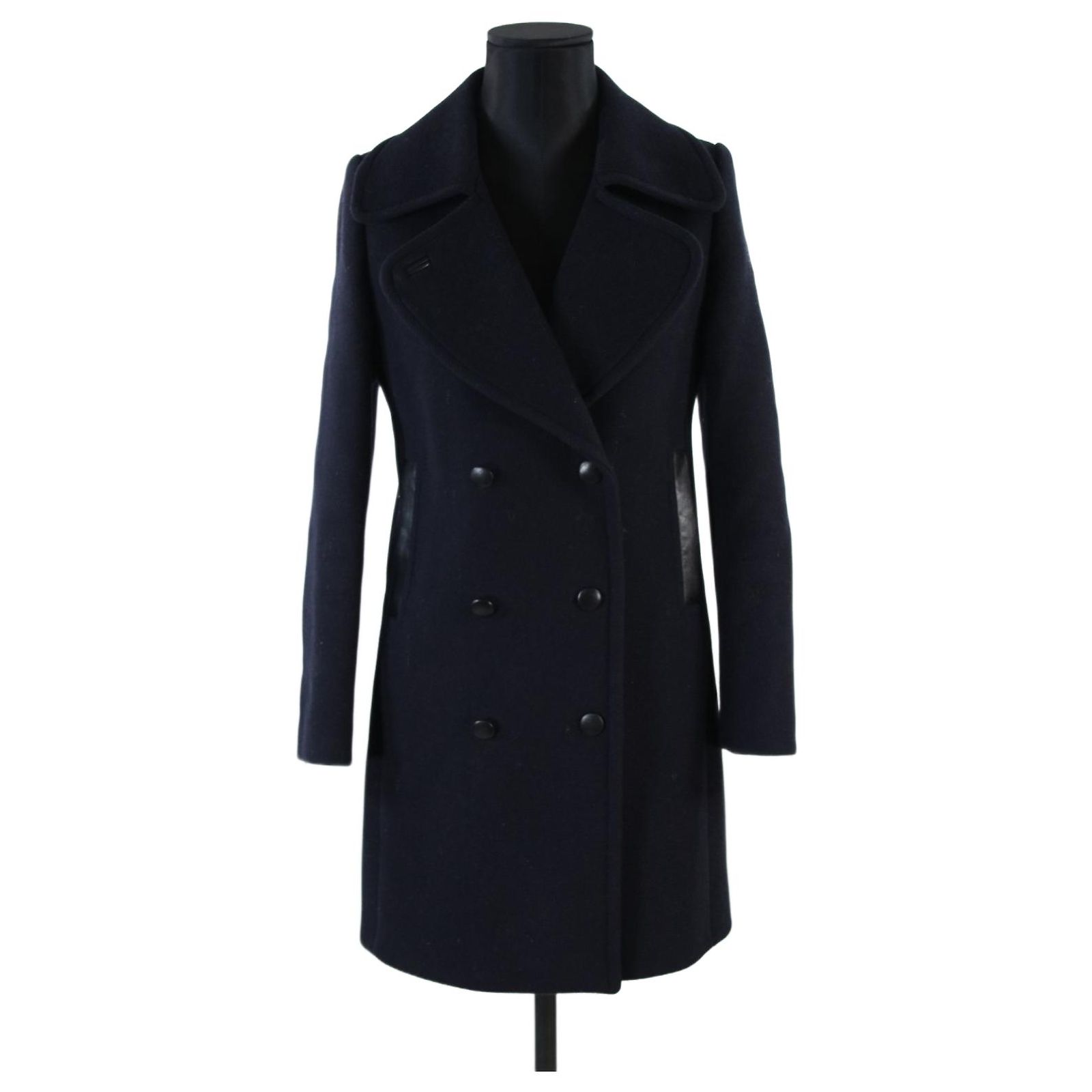 Manteau Sandro Lukas Pour Femme - Taille 38 UE - 100% Laine, Col Montant, Zip Complet - Noir - Neuf Sans étiquette