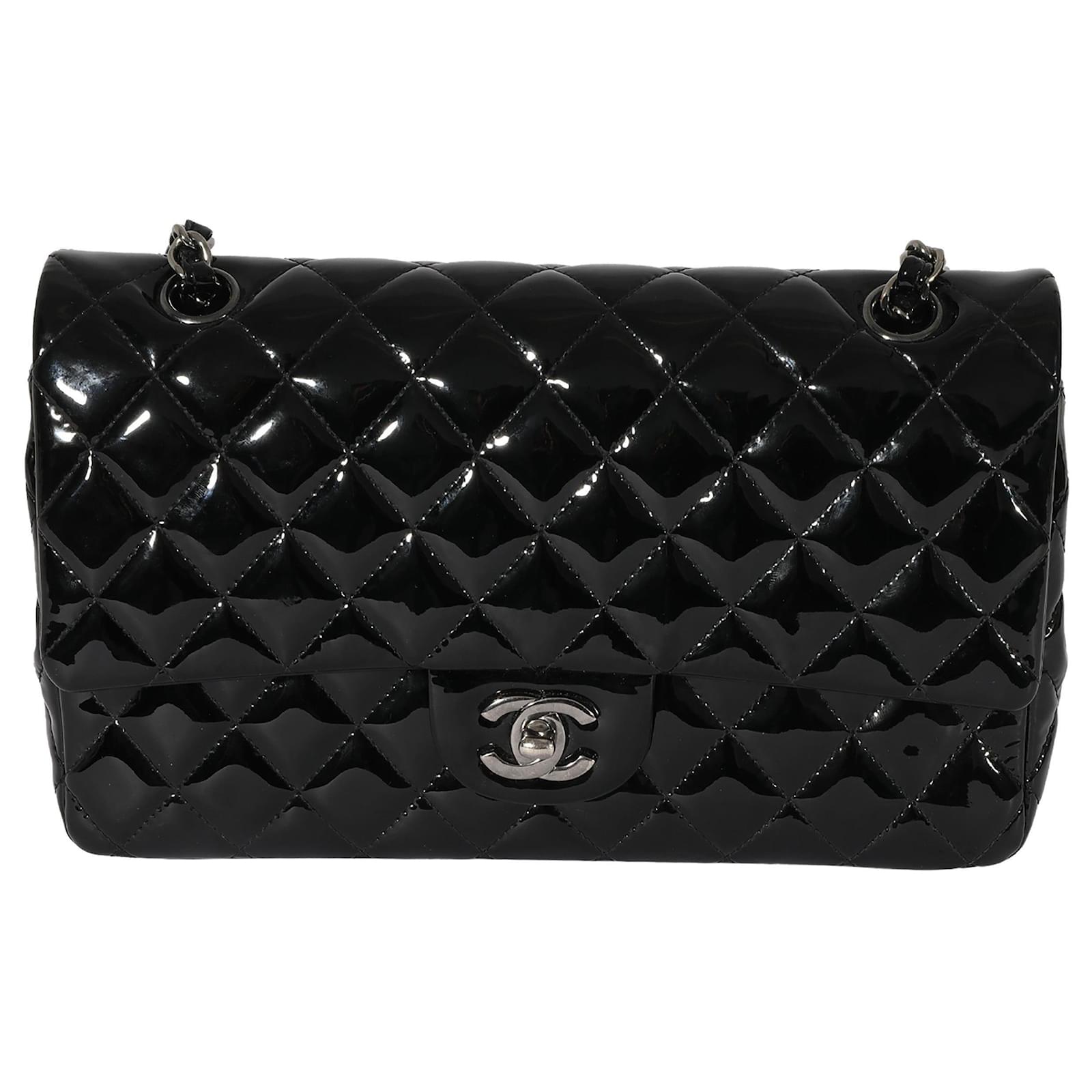 Chanel Black Patent Medium Classic Double Flap Leather ref.706465 - Joli  Closet