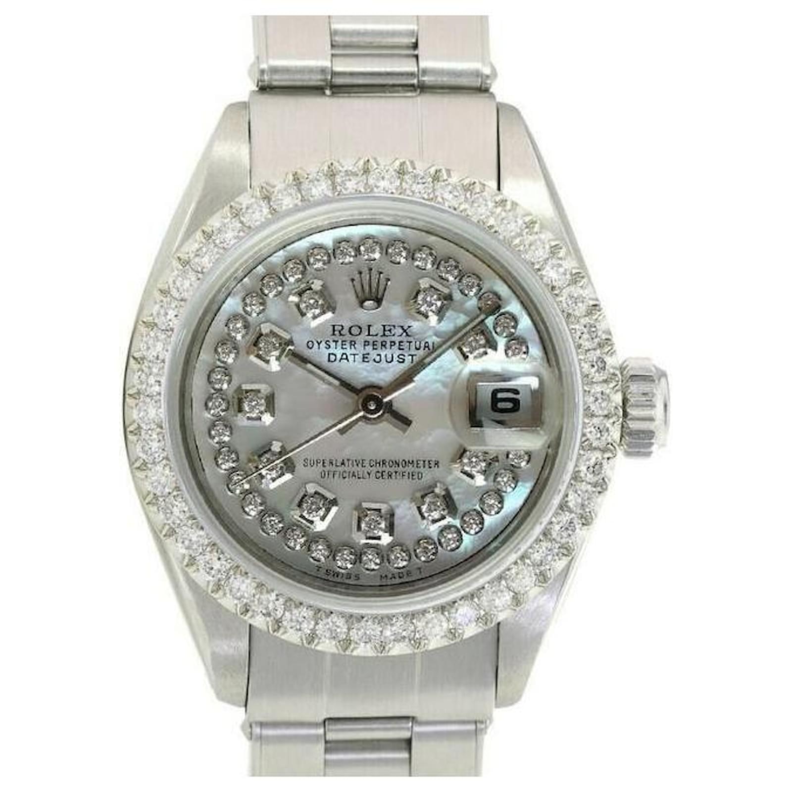 Rolex White Mop Lady Datejust Ss Diamond Dial Bezel 26mm watch Metal ...