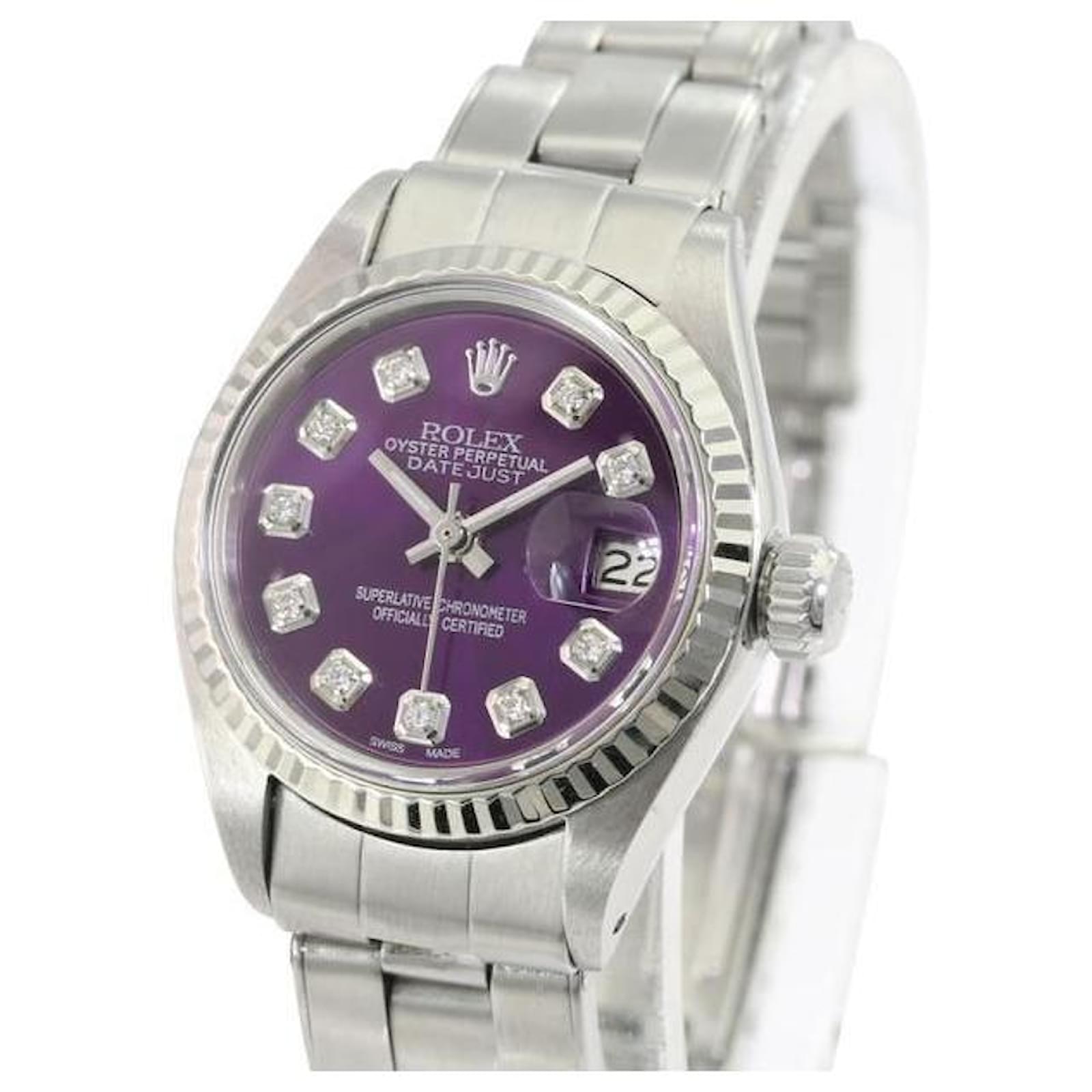 Rolex Purple Lady Datejust Diamond Dial geriffelte L nette 26mm Oysterwatch Uhr