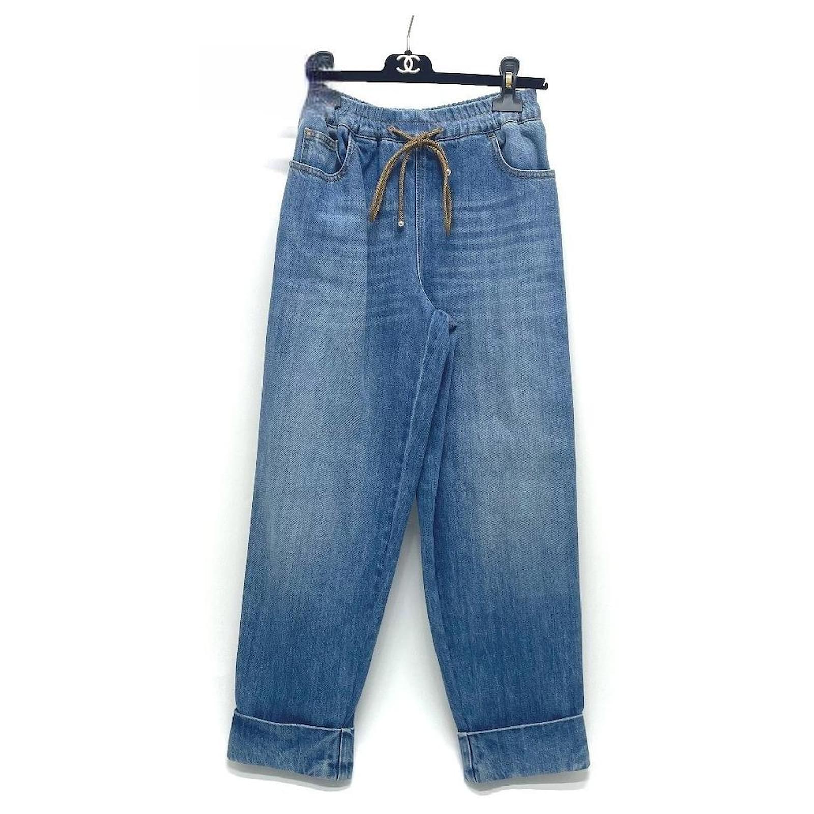CHANEL BD249 CC Coco Mark 18A Roll Up Bottoms Jeans Denim Pants Cotton  Women's Blue Unused ref.707149 - Joli Closet
