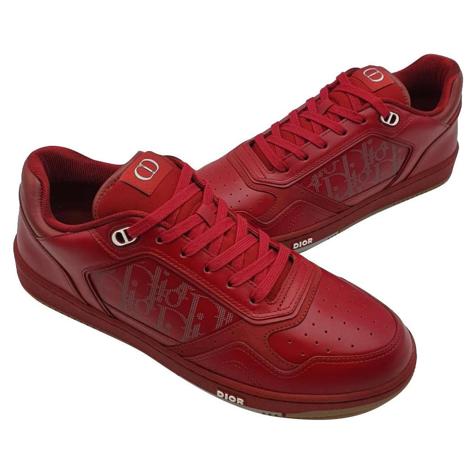 Giày Dior Nữ siêu cấp Oblique LowWalknDior họa tiết màu đỏ