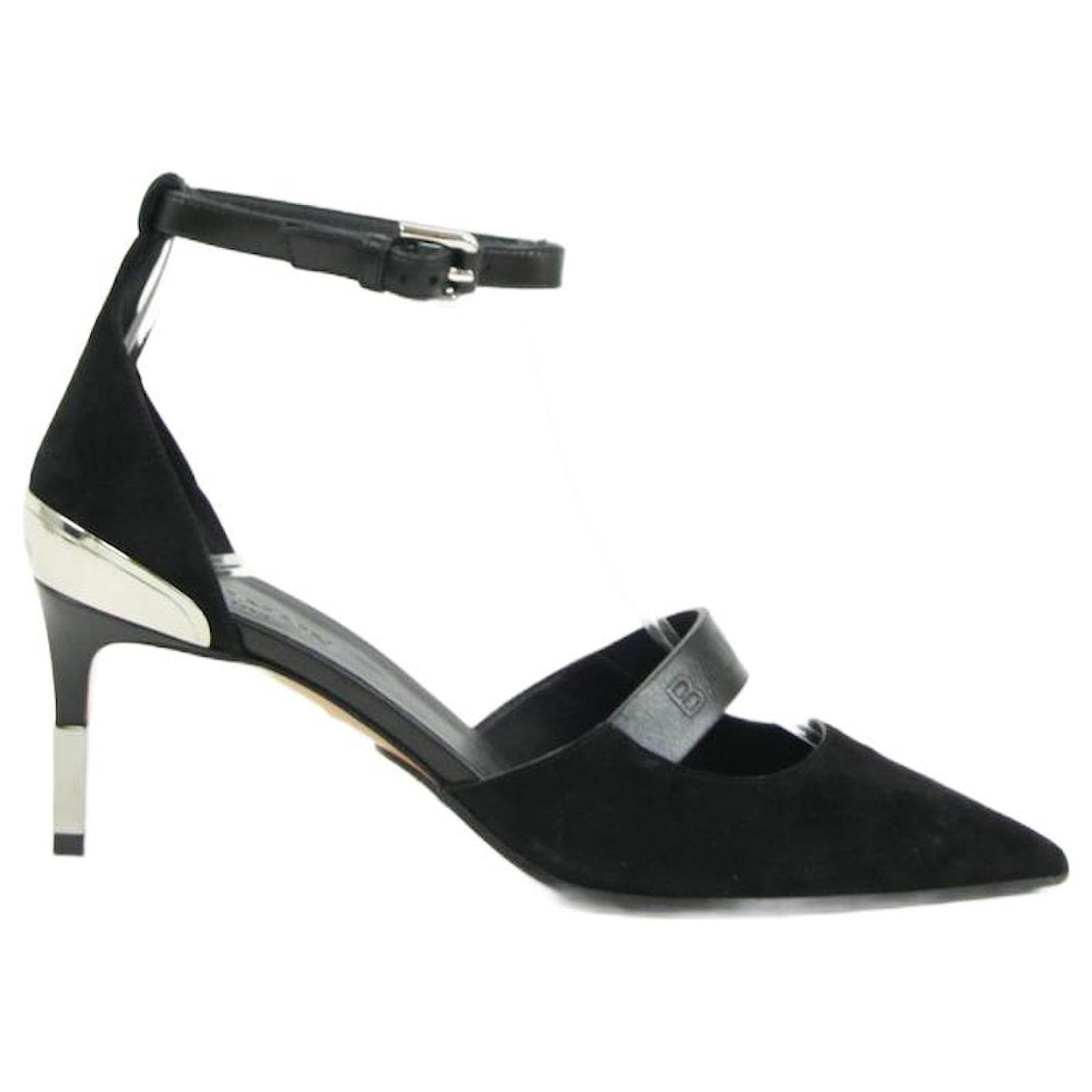 BALMAIN 25S WEDGE HEELS 100MM IN BLACK CALFSKIN