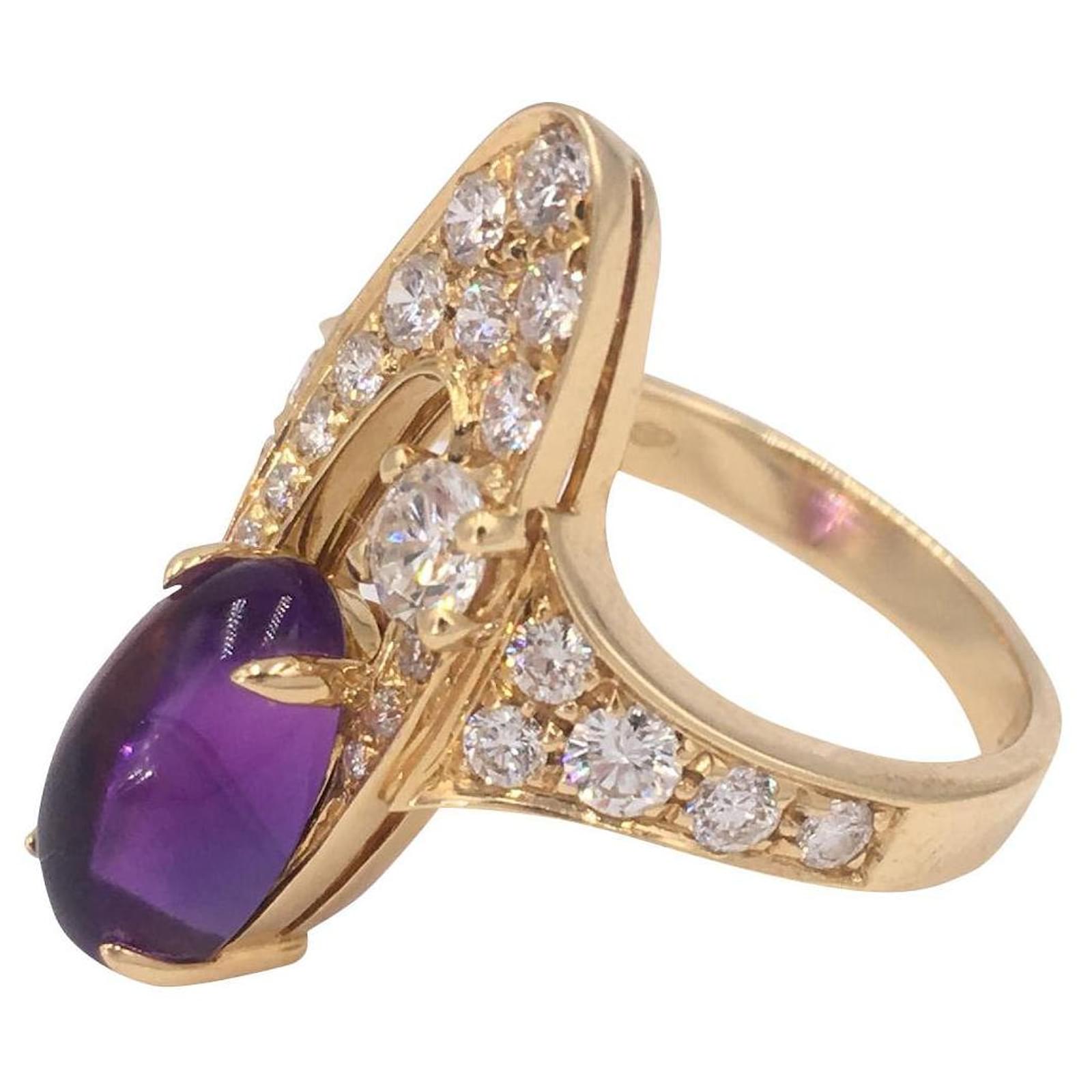 Bulgari *BVLGARI Bvlgari Ring 18/750k Diamond Amethyst Yellow Gold  #53  (domestic size #13) Women's Golden  - Joli Closet