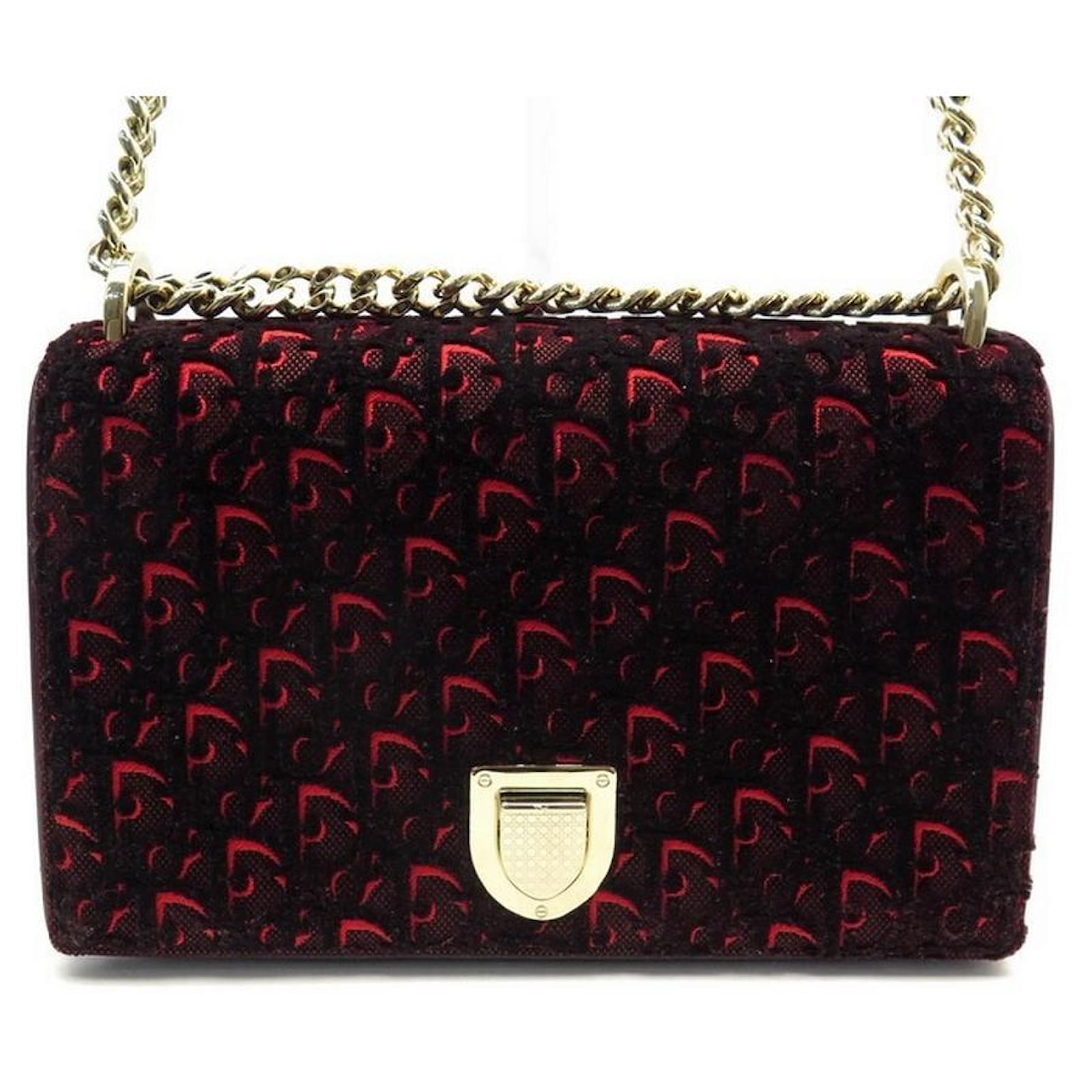 Christian Dior SAC A MAIN DIOR DIORAMA OBLIQUE VELOURS NOIR ROUGE