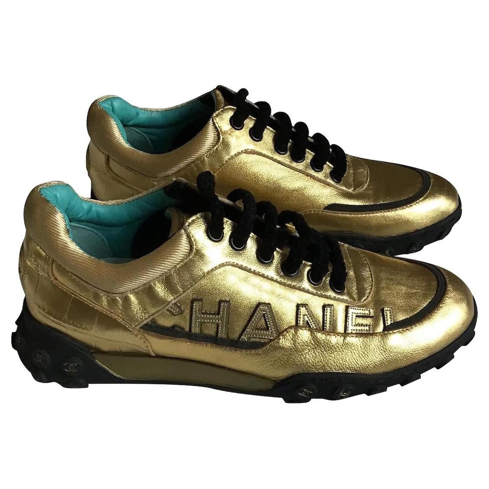 Gold 2024 chanel sneakers