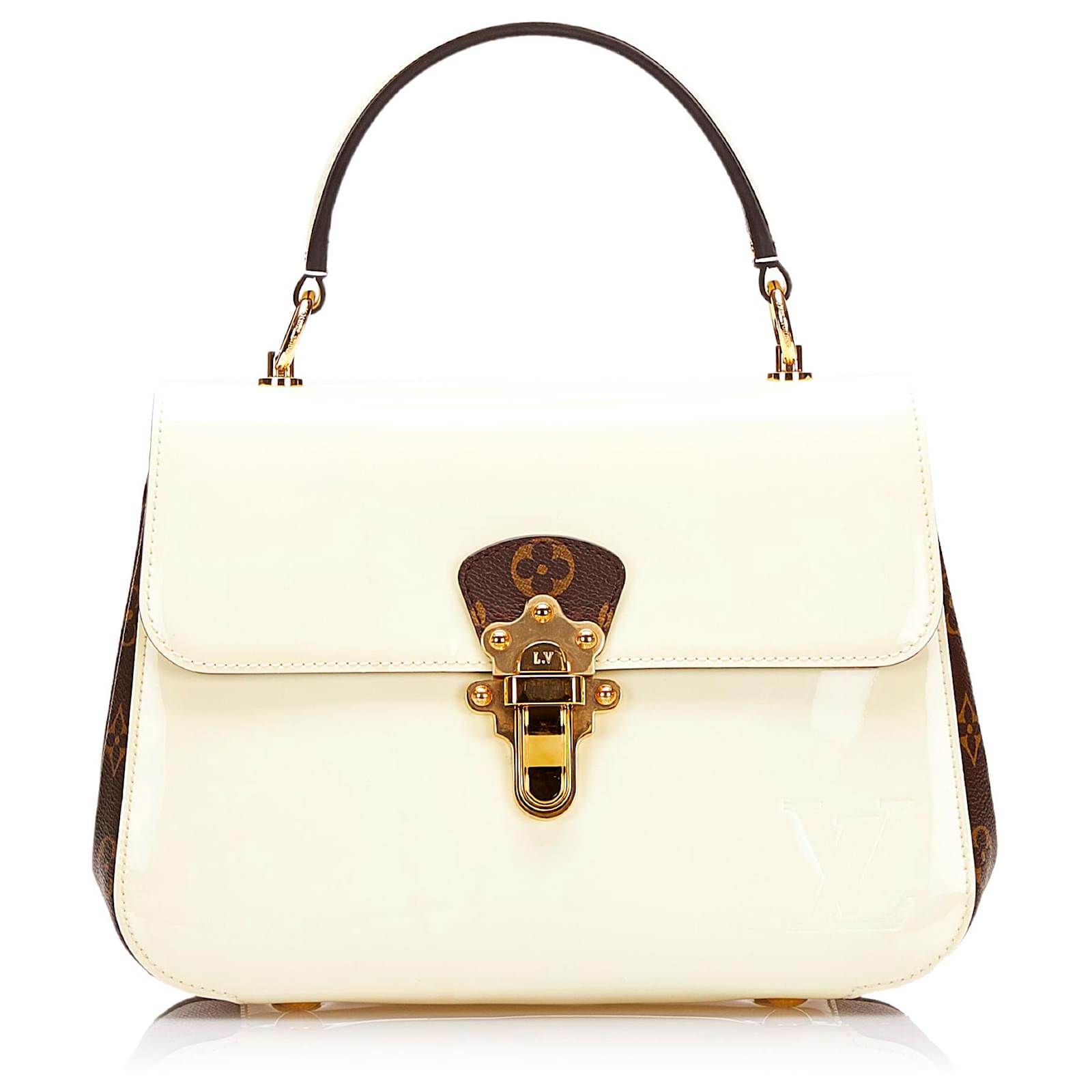 Pre-owned Louis Vuitton Cherrywood Patent Leather Handbag In White
