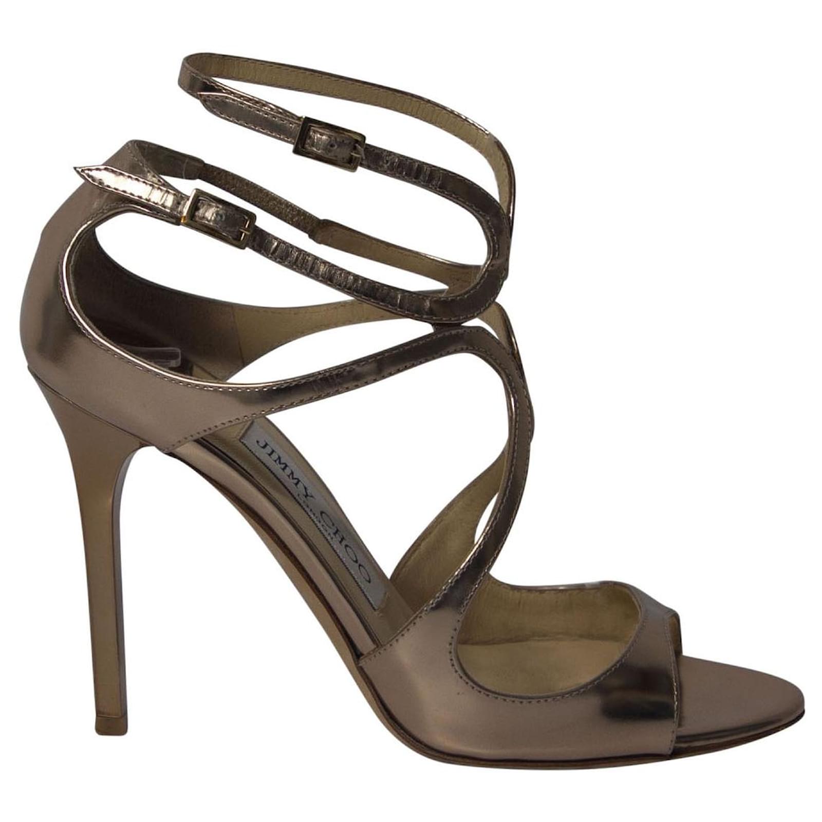 Jimmy Choo Lance Strappy Sandals In Gold Leather Golden Ref709621 Joli Closet