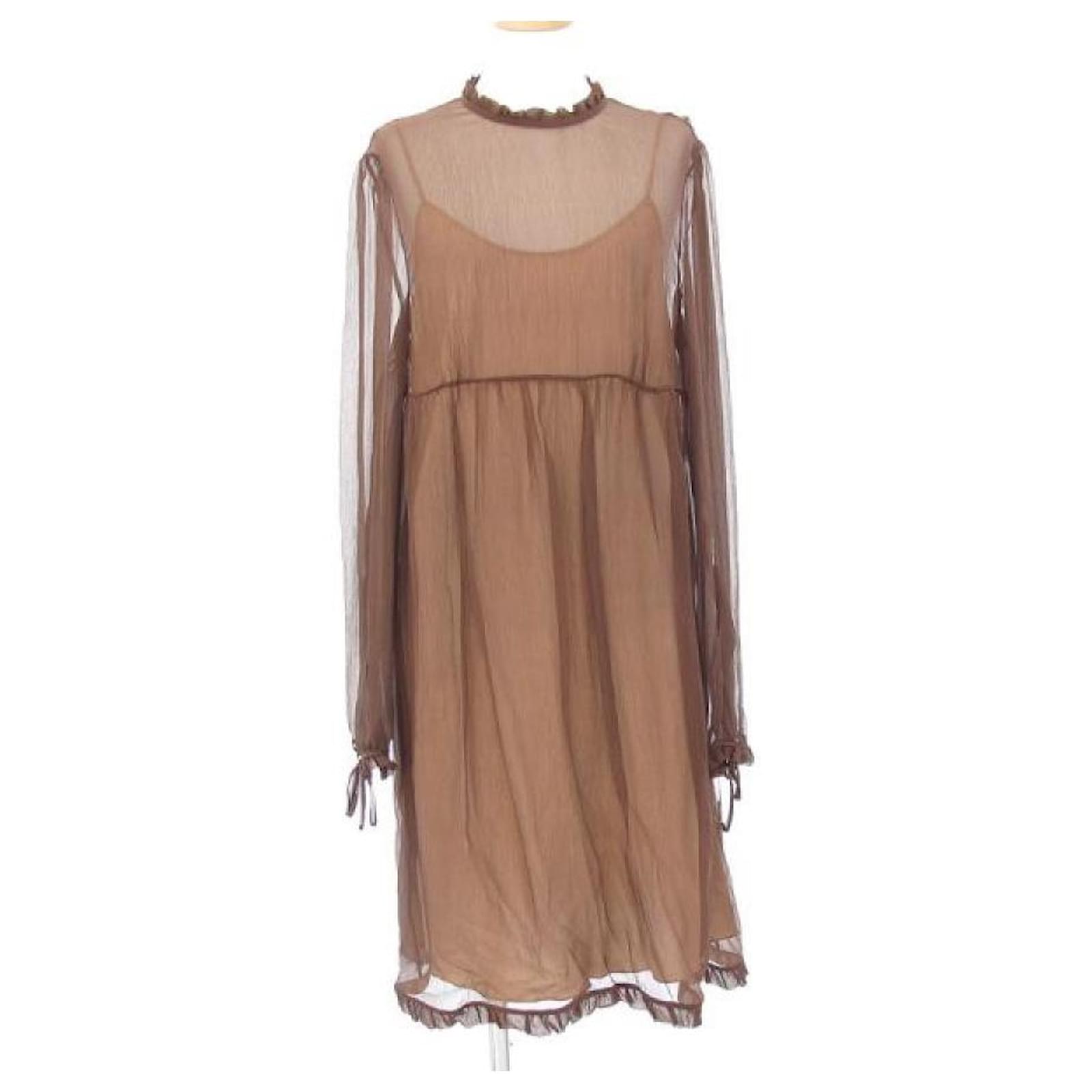 brown miu miu dress Miu Miu Khaki Belted Cotton Dress main image 0