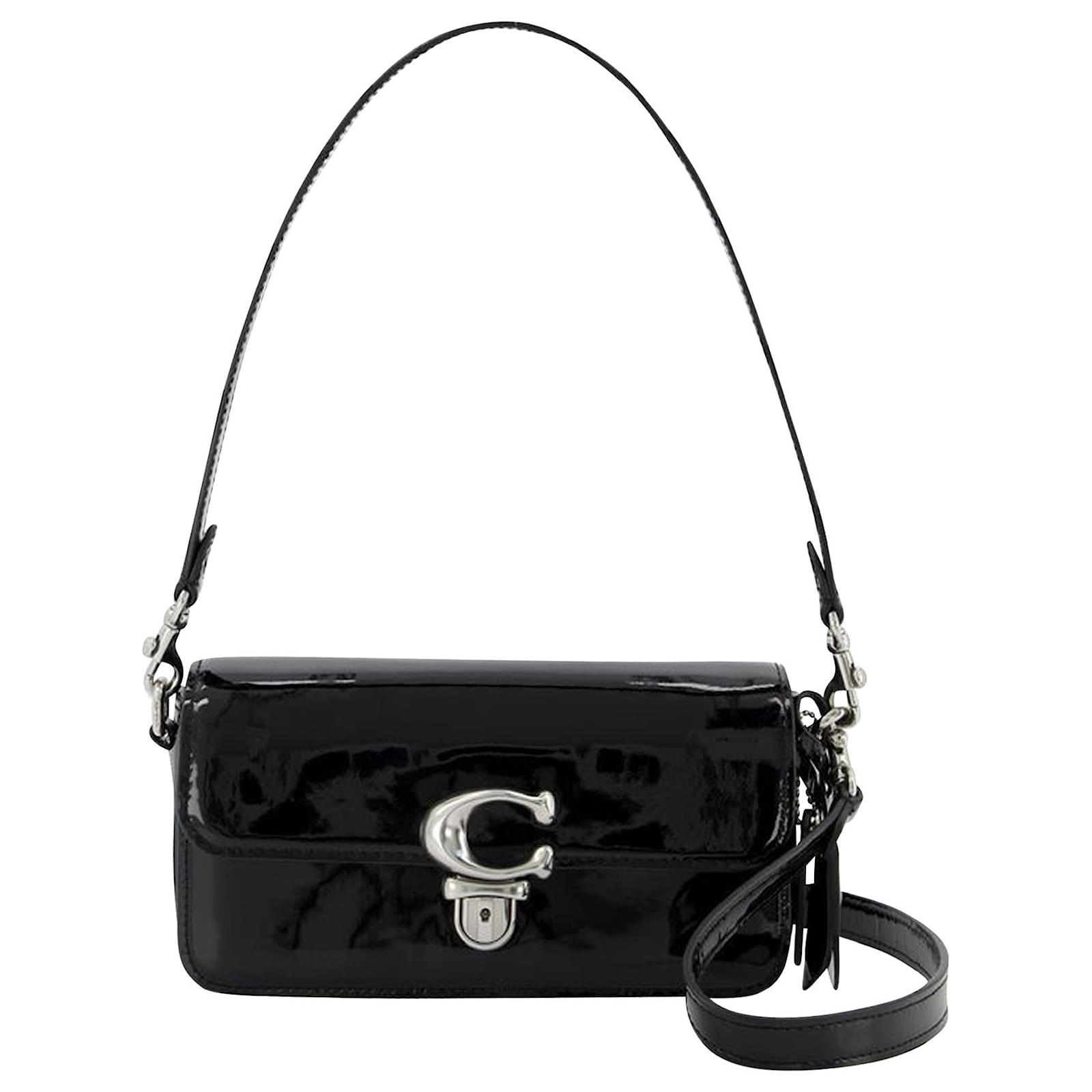 Coach Studio Baguette Bag in Black Patent Leather  - Joli Closet