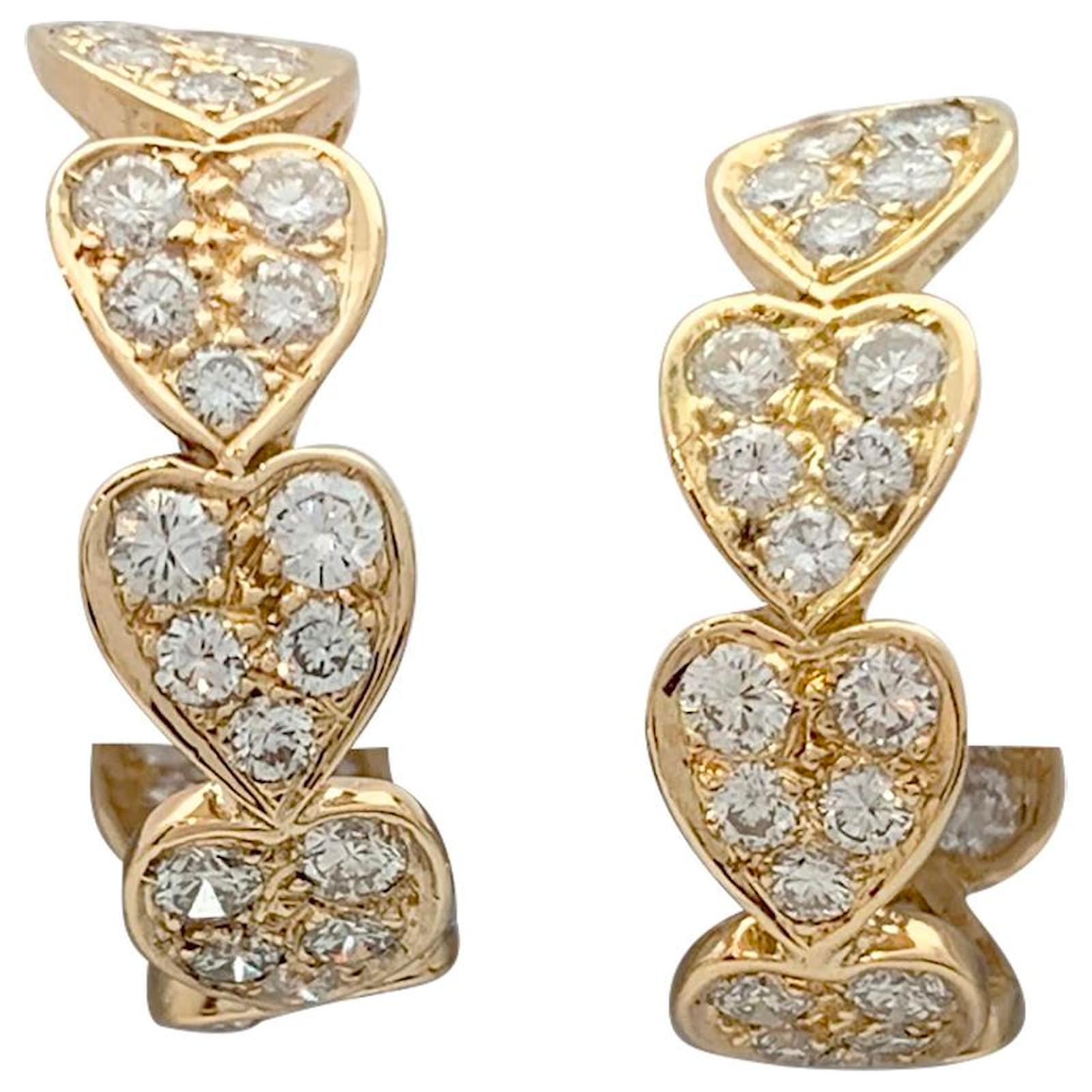 Cartier earrings, "Hearts", yellow gold, diamants. Diamond ref.711410