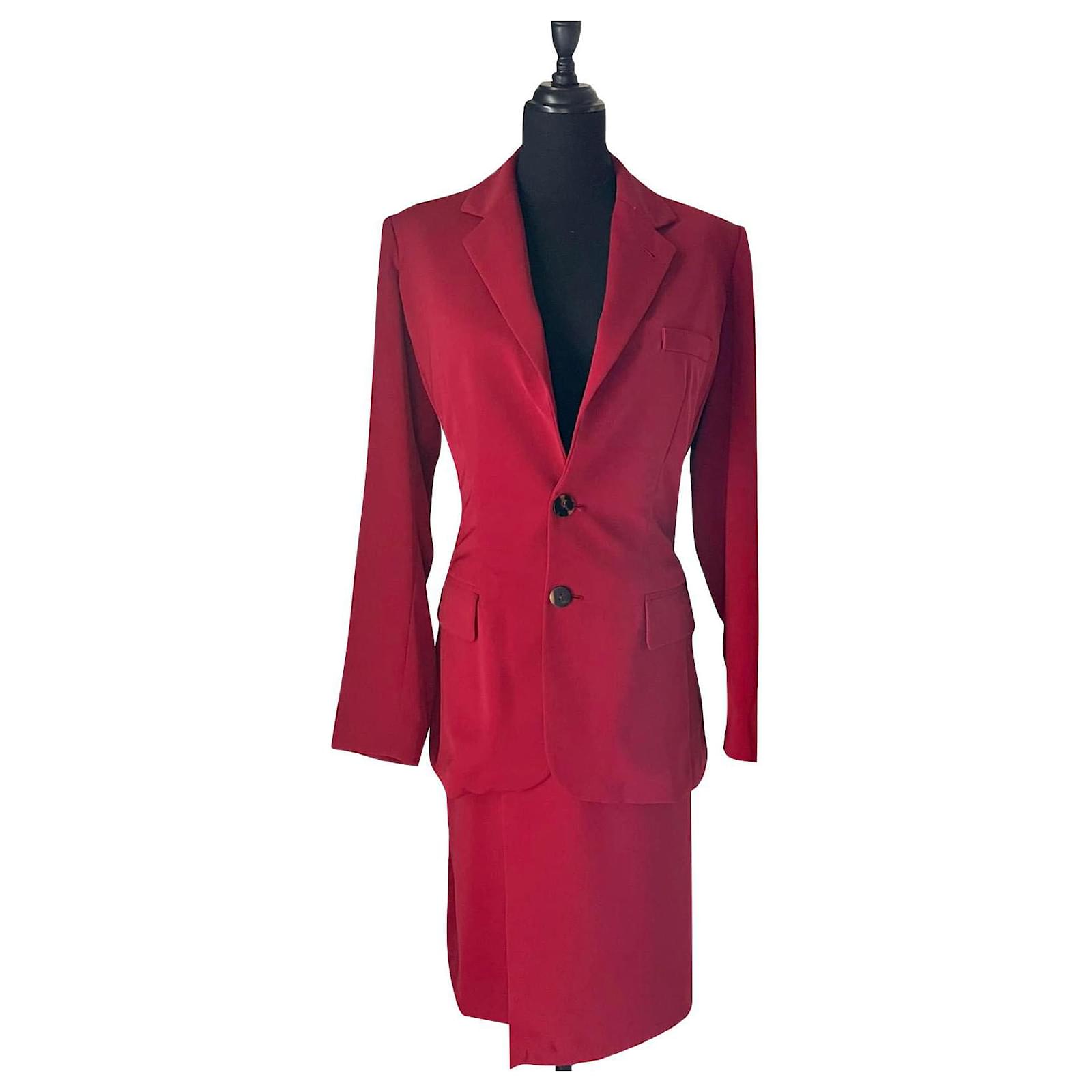 Jean Paul Gaultier Jean Paul Gautier red skirt jacket suit Polyester ...