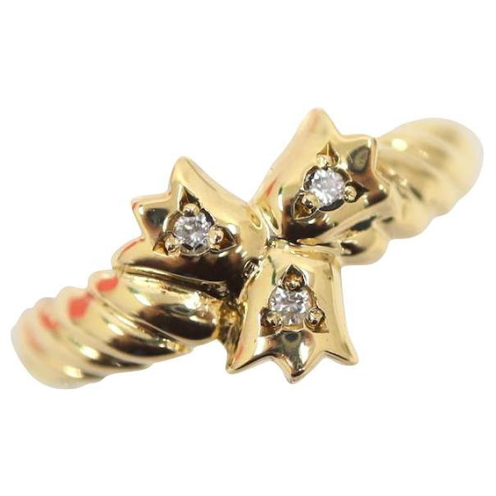 *[Christian Dior] Christian Dior Flower Ring Yellow Gold D 0.04ct