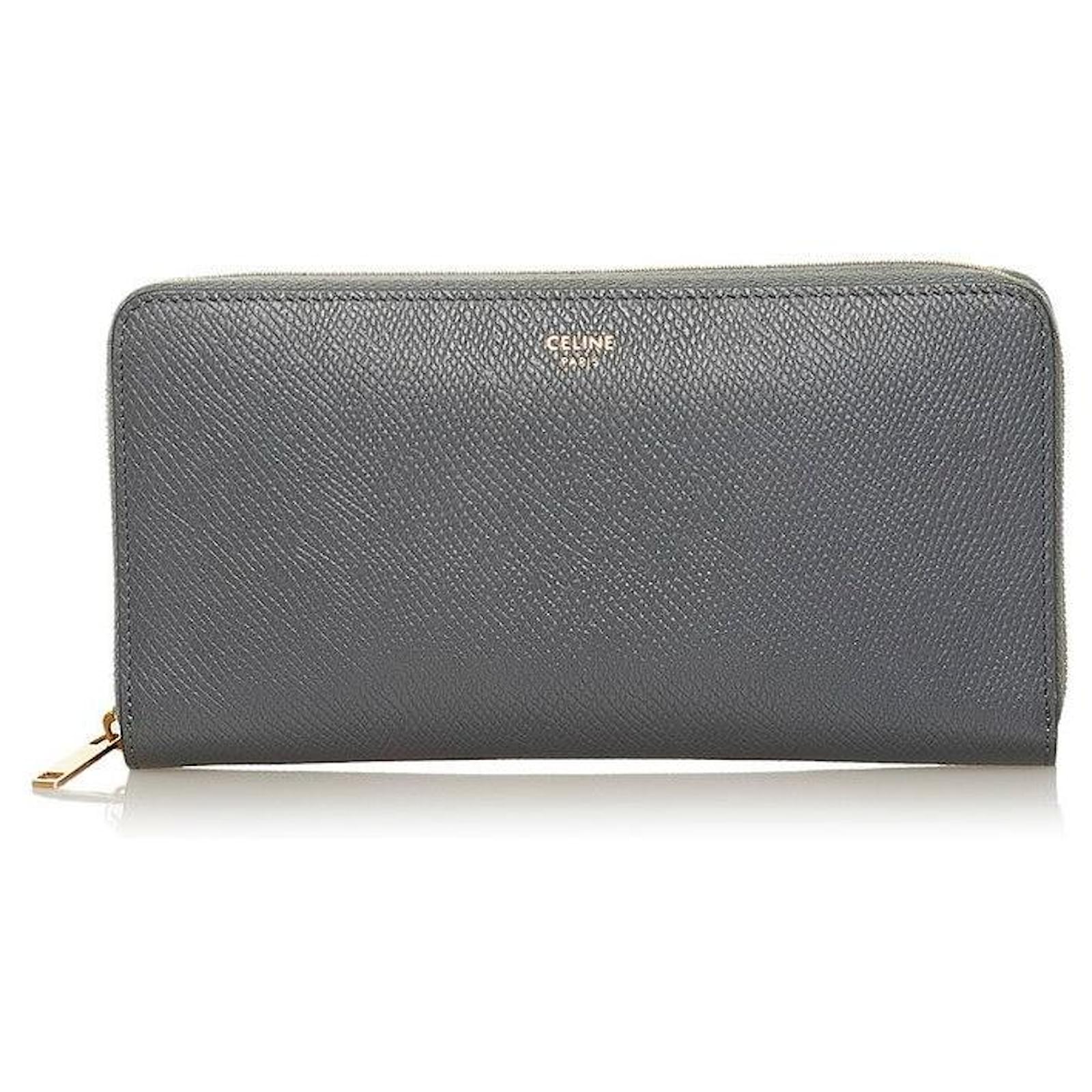 Céline celine Leather Zip Wallet grey Pony-style calfskin ref.712962 ...