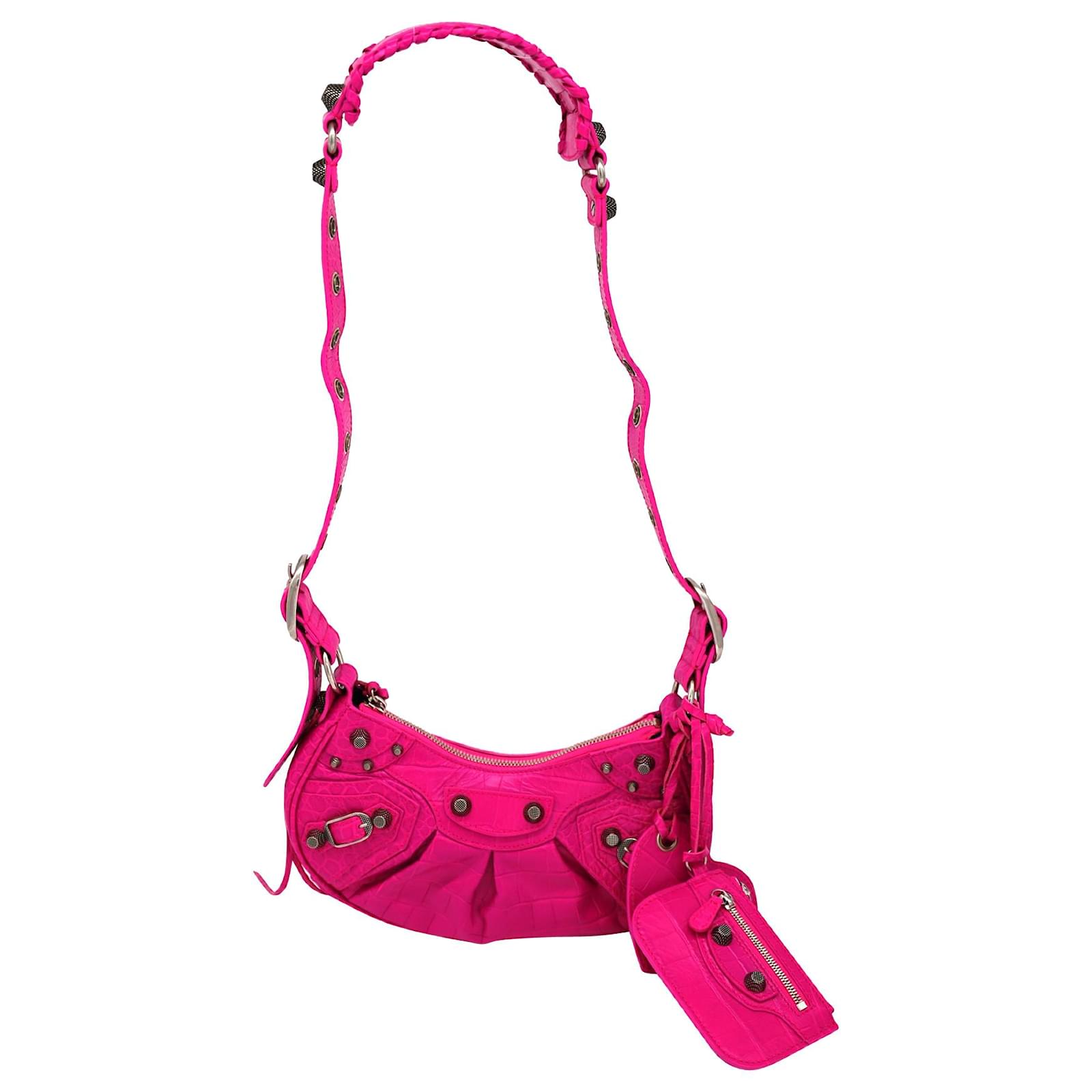 Le Cagole XS Leather Shoulder Bag in Pink - Balenciaga