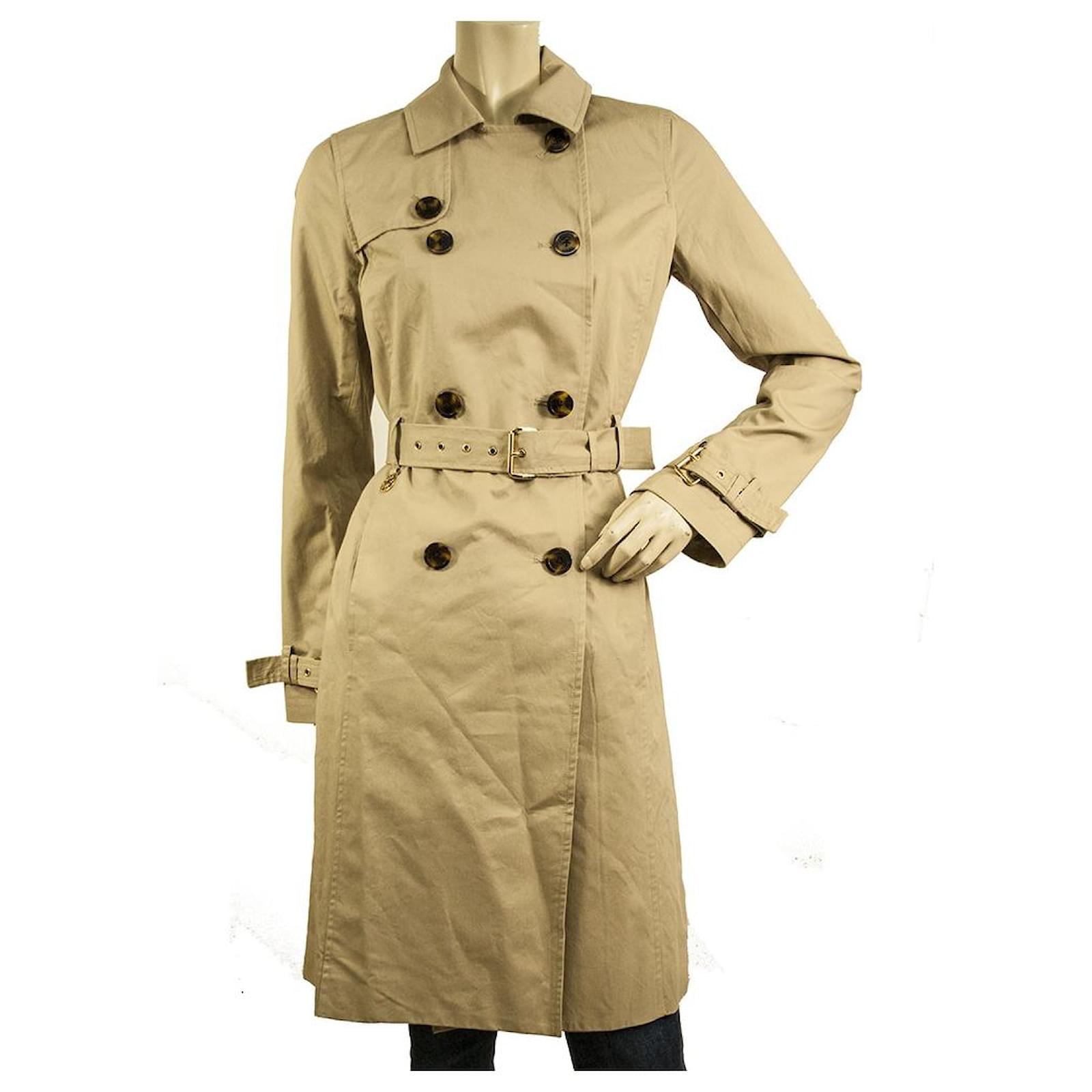 Michael Kors Beige lined Breasted Belted Classic Trench Jacket Coat size XS  Cotton  - Joli Closet
