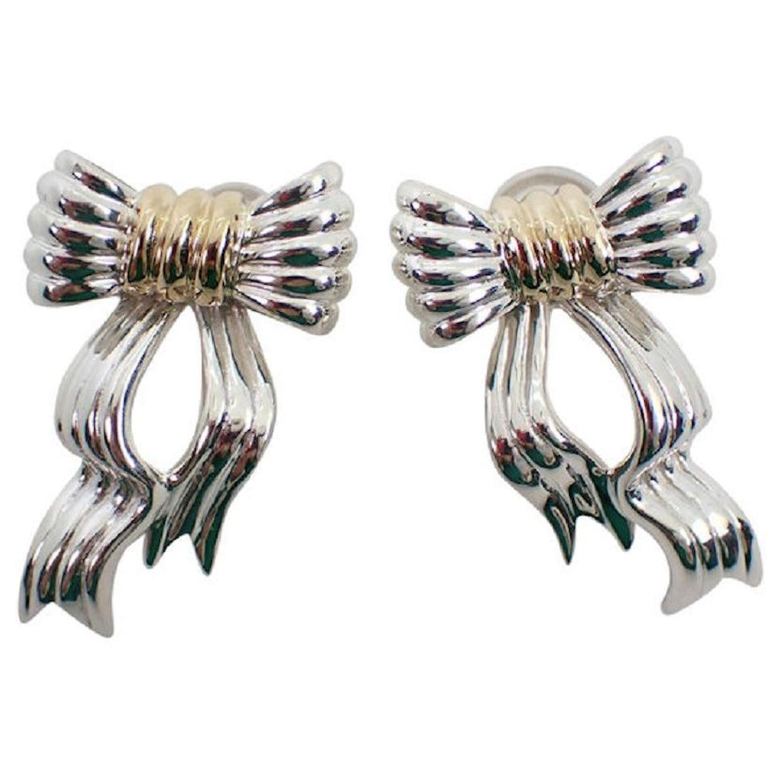 Buy Silver Bow Earrings Online In India - Etsy India