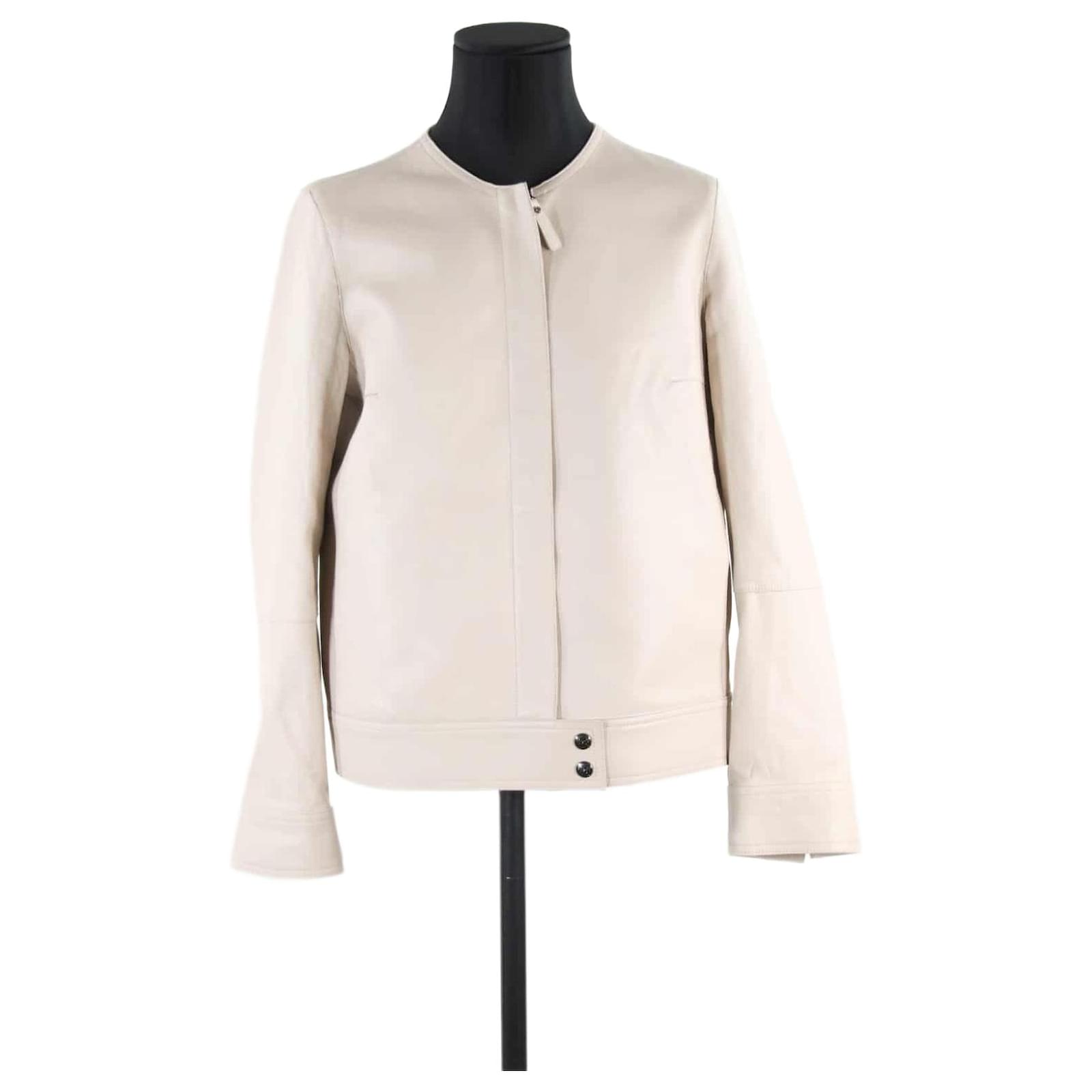 Longchamp jacket 38 Beige Leather ref.714184 - Joli Closet