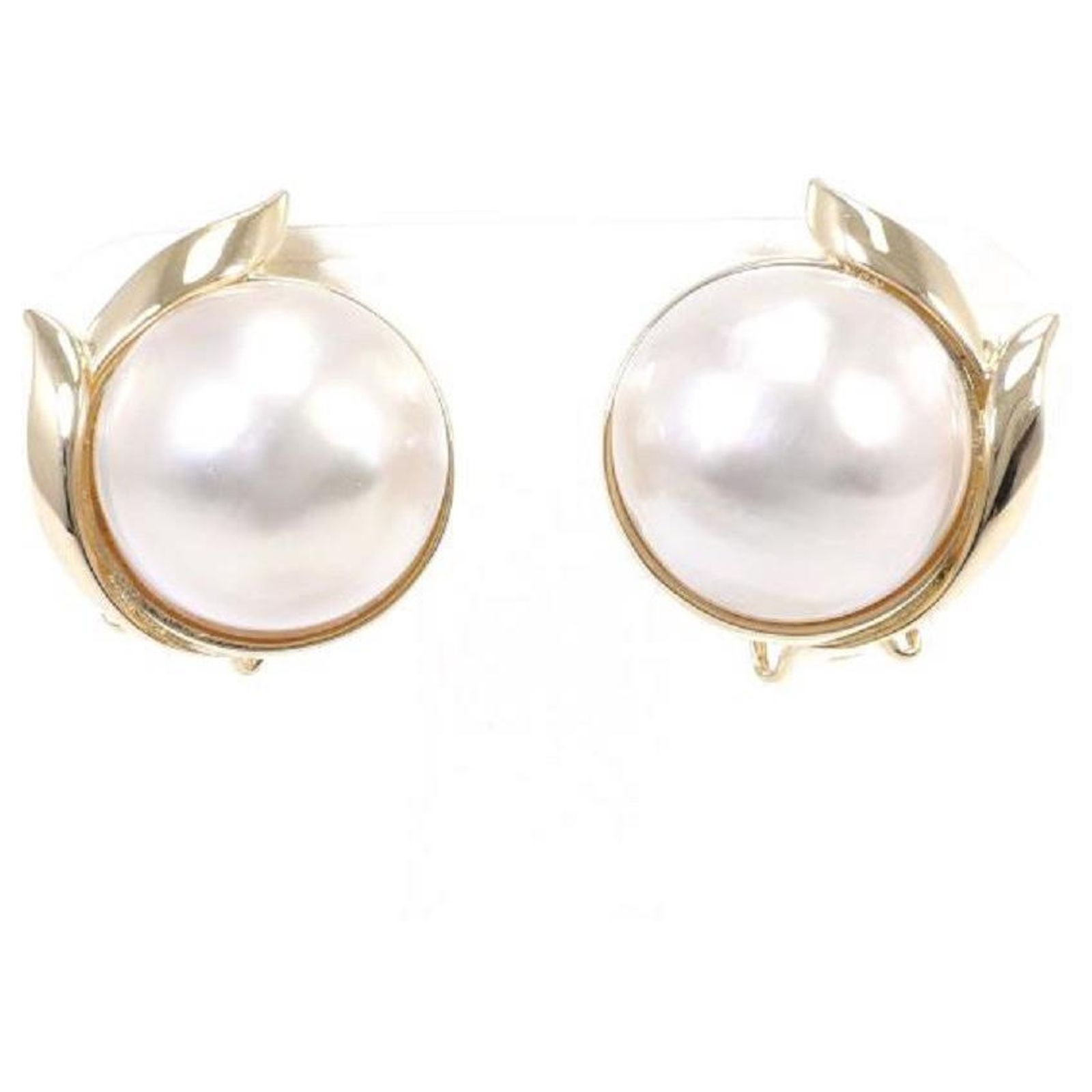 Boucles D'oreilles MIKIMOTO K14YG - Or Jaune 14 Carats Avec Perles - Occasion Bon état (vis à Oreilles)