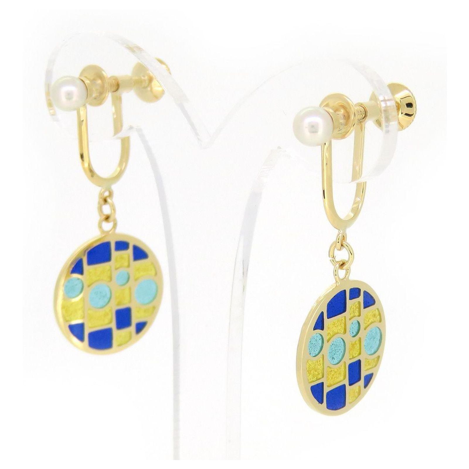 Boucles D'oreilles Mikimoto En Perles Akoya Et Or Jaune 18k - Style Clous - Occasion