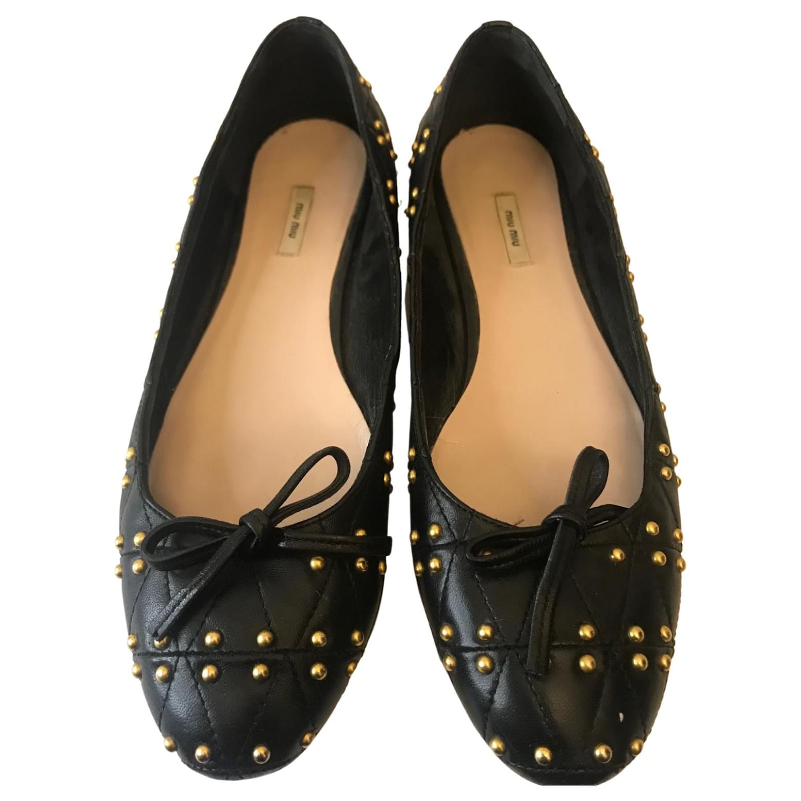 Miu Ballerina Miu Miu Studded Shoes Miu Miu Studded Ballet Flats