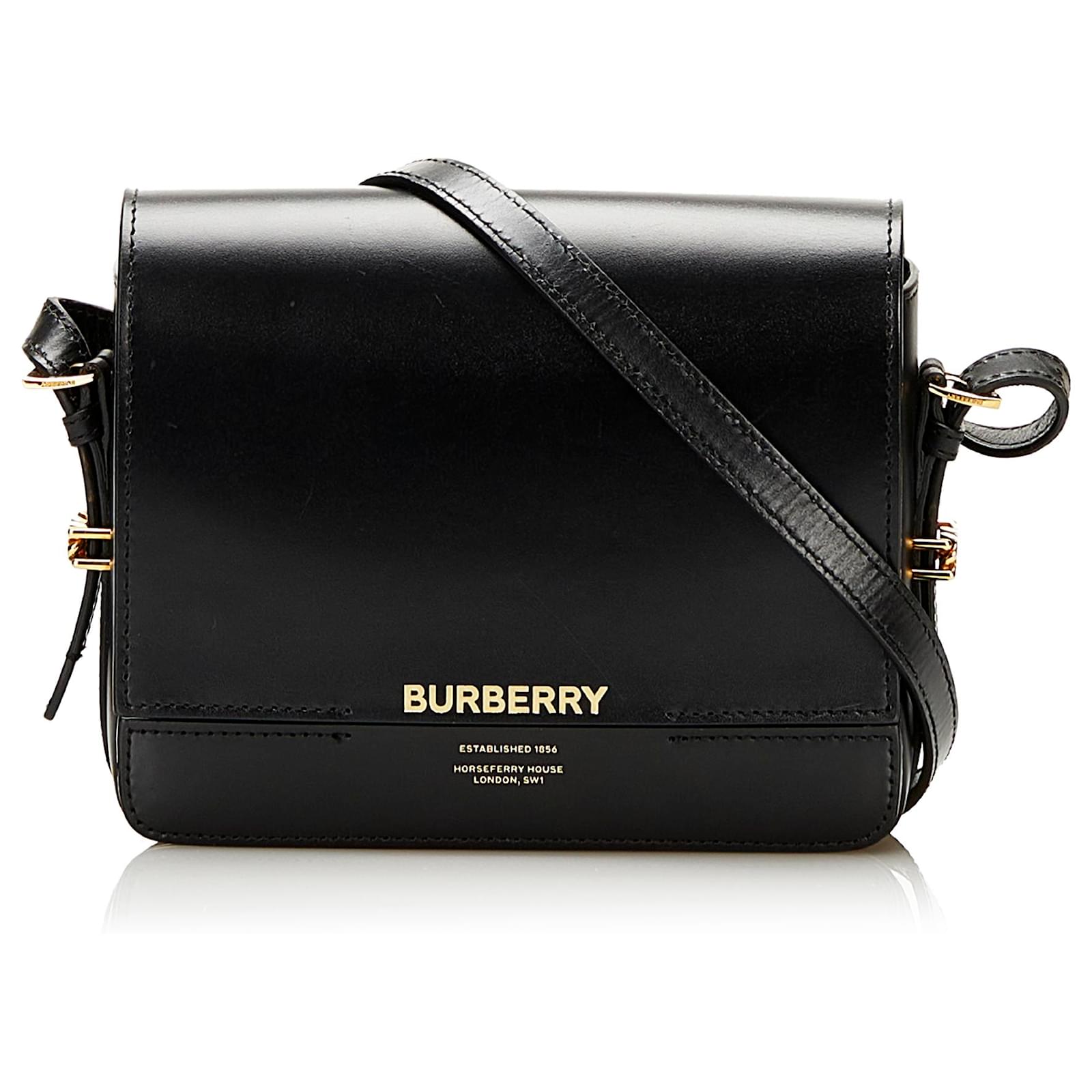 Burberry Grace Leather Shoulder Bag, Black