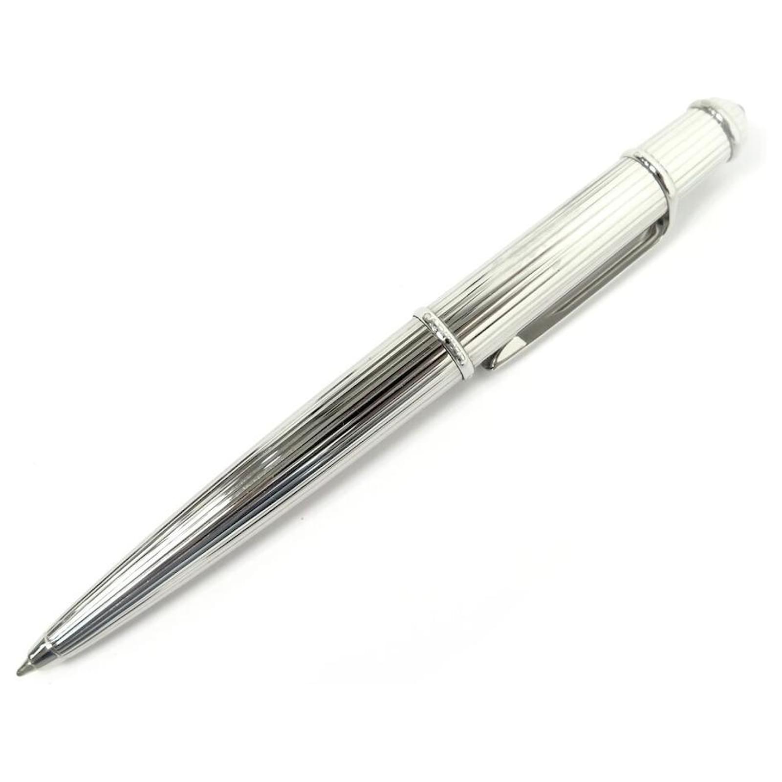 CARTIER DIABOLO GUILLOCHE BALLPOINT PEN STEEL PALLADIE ROLLERBALL STEEL ...