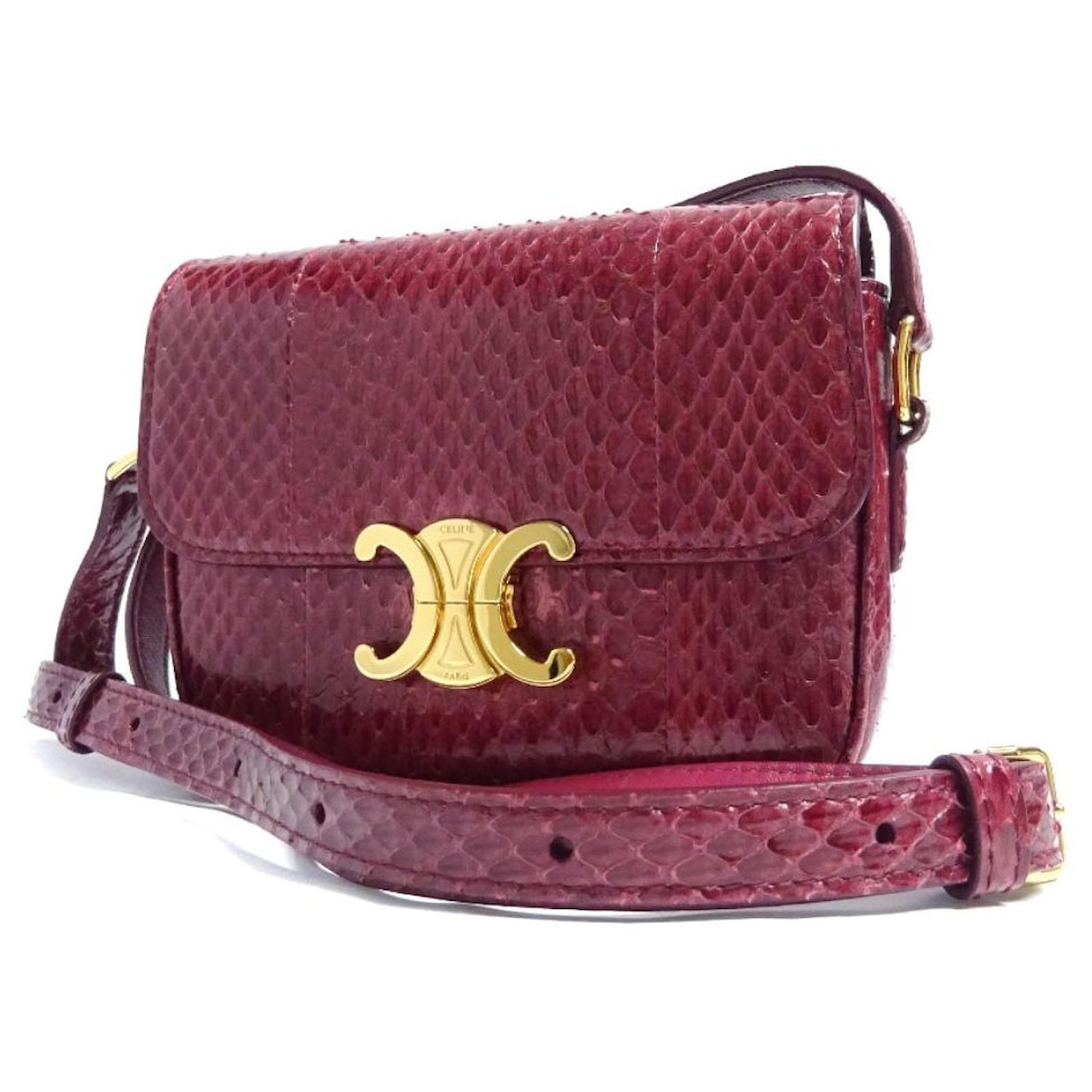 Chanel CELINE Celine Triomphe Whip Small Shoulder Bag Ladies Red Python ref.715349 Joli Closet