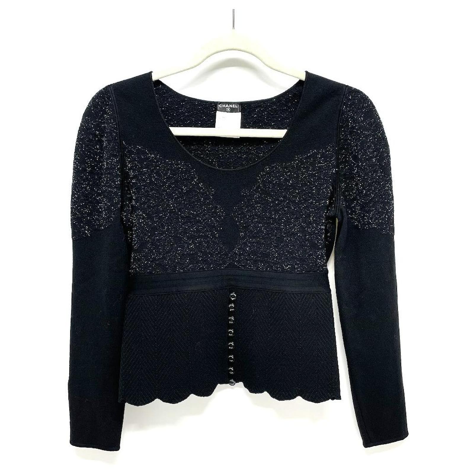 * Chanel CHANEL 06A lame knit flared skirt long sleeve knit top and ...