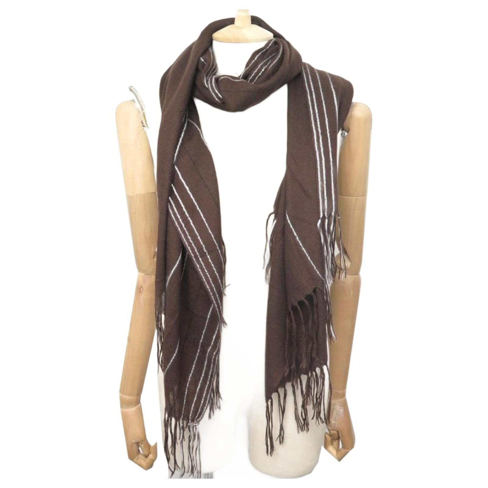 CARTIER SHAWL STOLE WITH FRINGES IN CASHMERE BROWN BROWN CASHMERE SHWAL