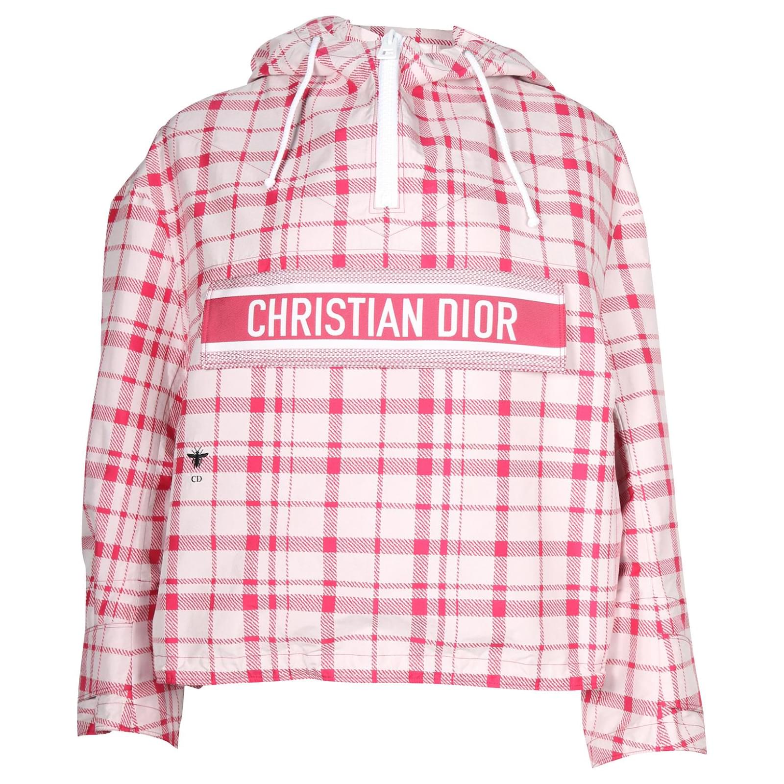 Christian Dior Logo Checked Long Sleeve Hoodie in Pink Polyester ref.715780  - Joli Closet