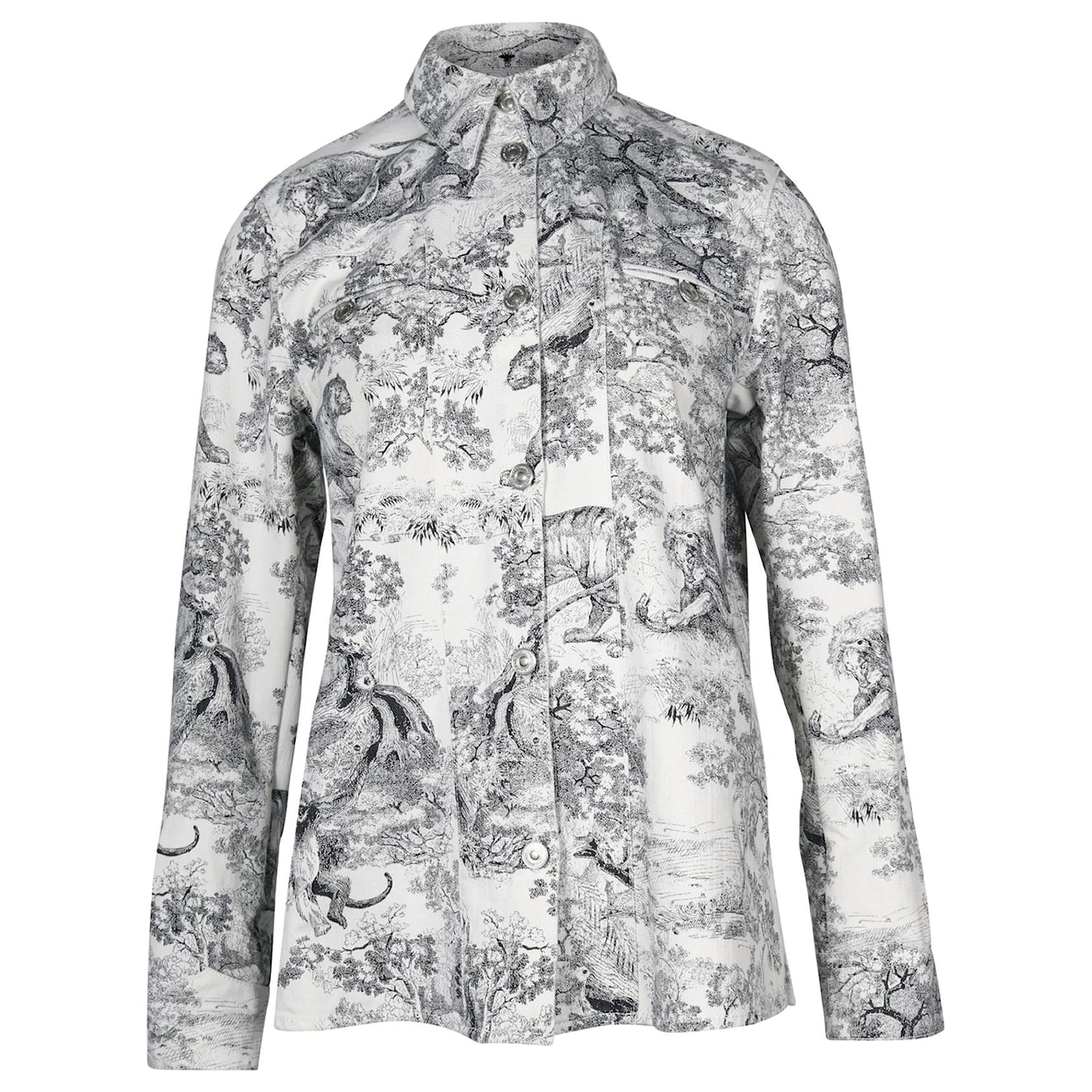 Christian Dior Toile De Jouy Button Front Long Sleeve Shirt in