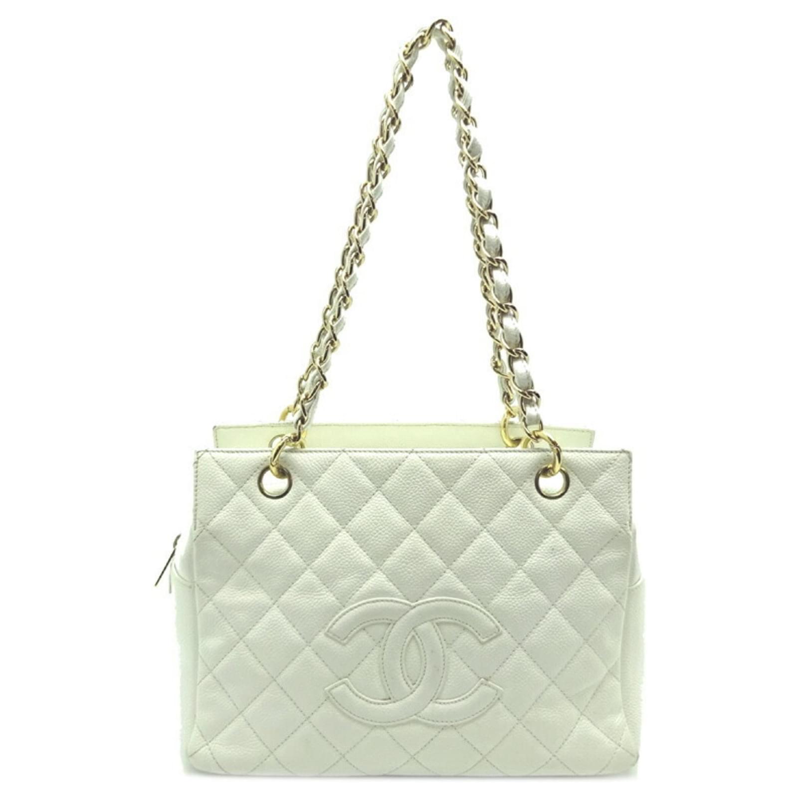 Chanel GST (grand shopping tote) White Leather ref.716465 - Joli