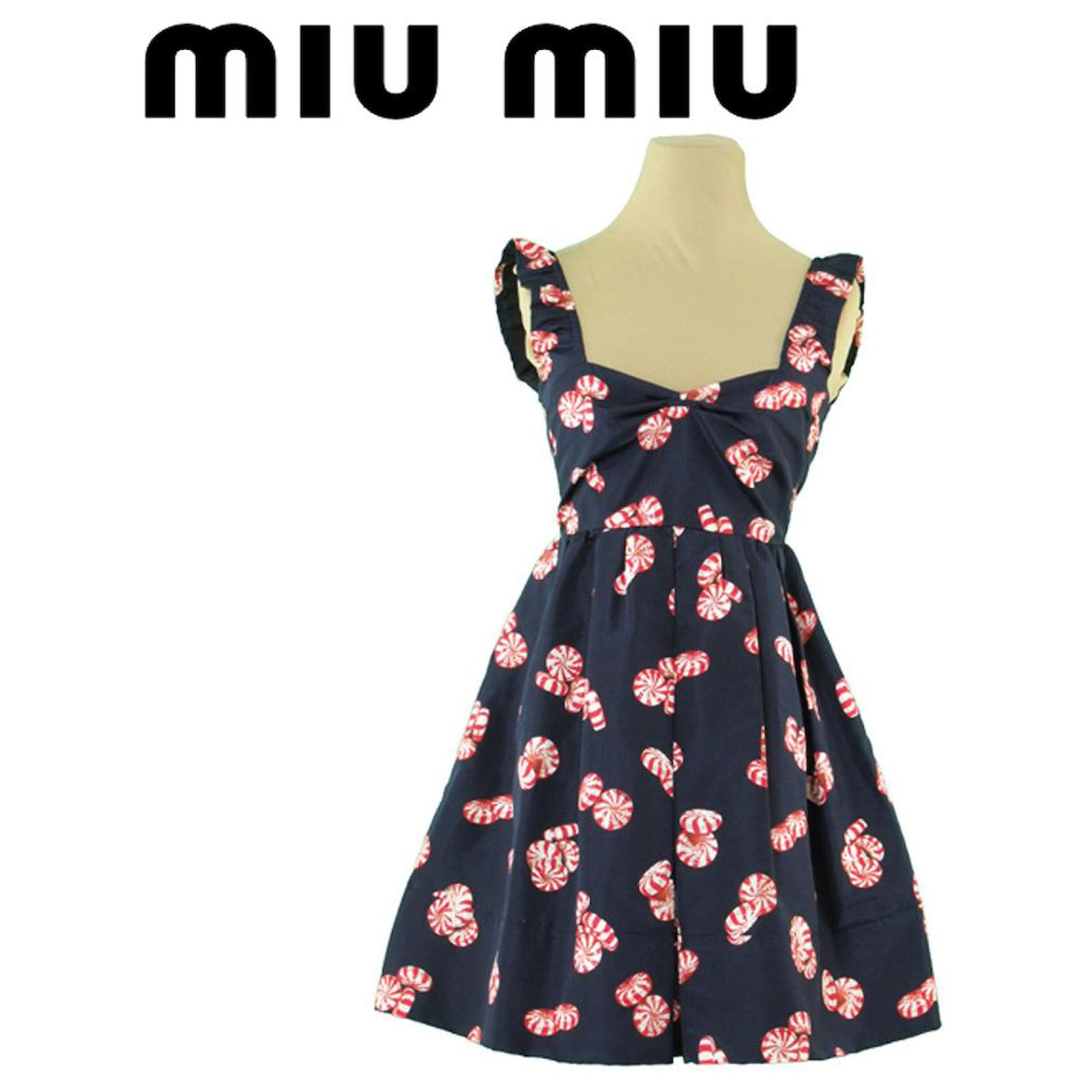 miumiu キャンディ柄シルクワンピース Miu Miu One Piece Dress Ladies Flare Mini Candy Pattern