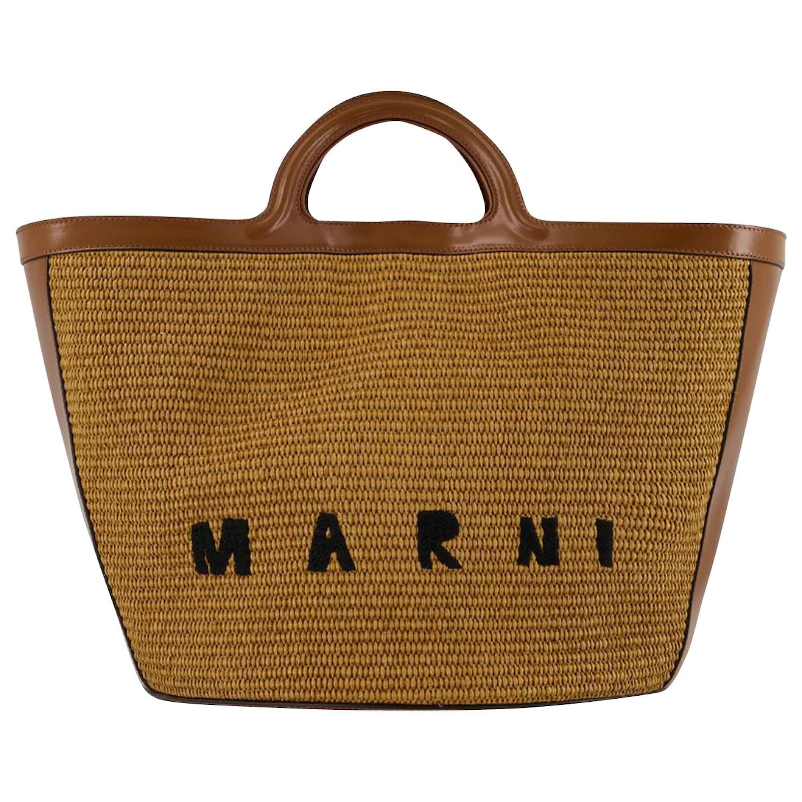 Tropicalia Large Tote Bag - Marni - Raw Sienna - Leather Brown ref