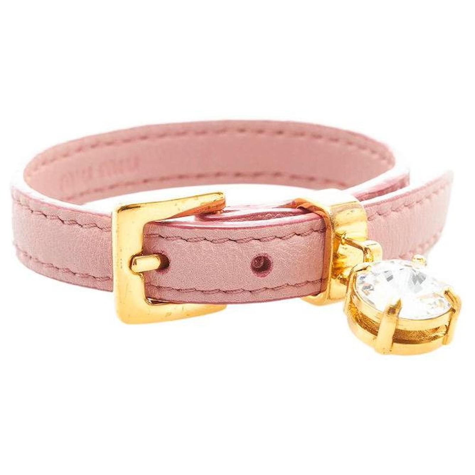 MIU MIU Madras Silver leather belt-style bracelet made in