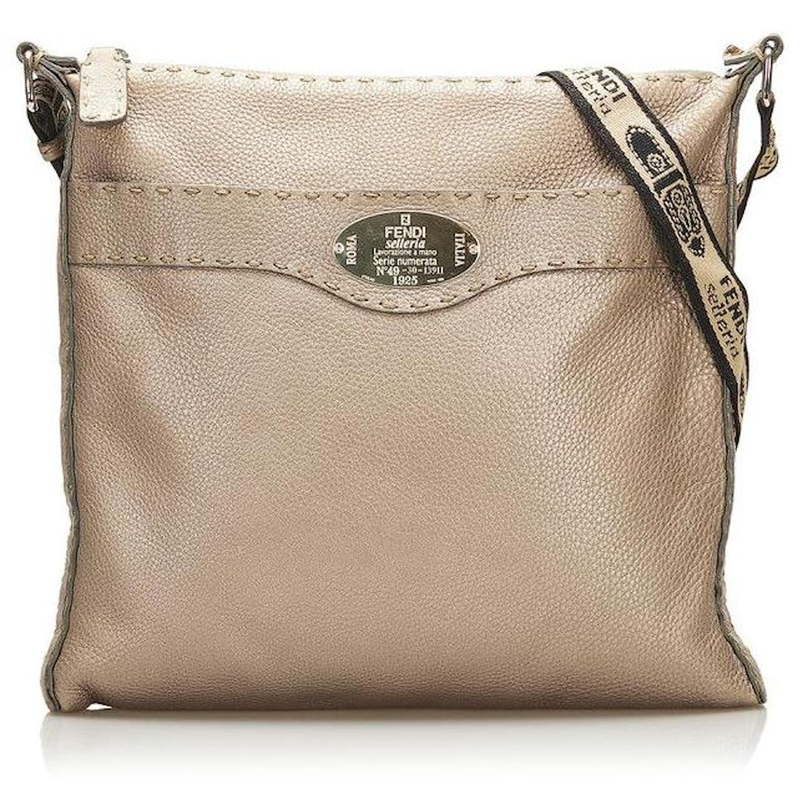 fendi Selleria Zip Messenger Bag silver Silvery Leather Ponystyle