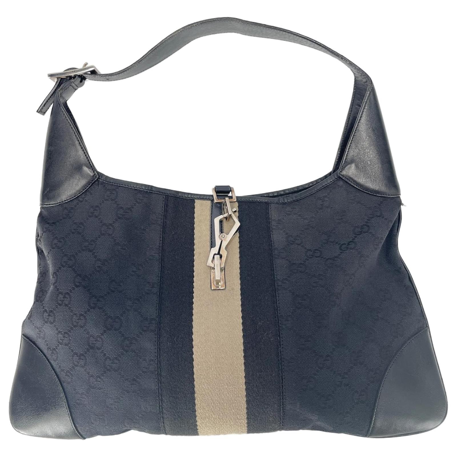 Gucci Jackie Wallet Ebony Brown Canvas Leather 255171
