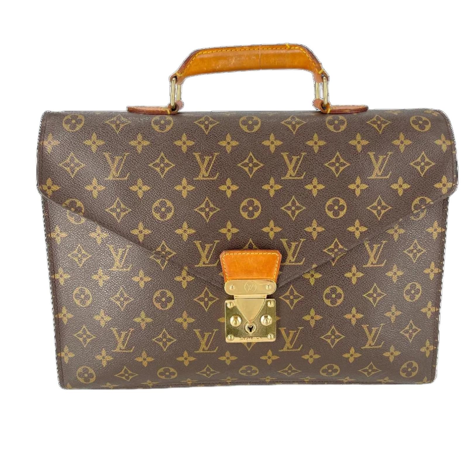 Brown Coated Canvas Louis Vuitton Briefcase Cloth ref.718858 - Joli Closet