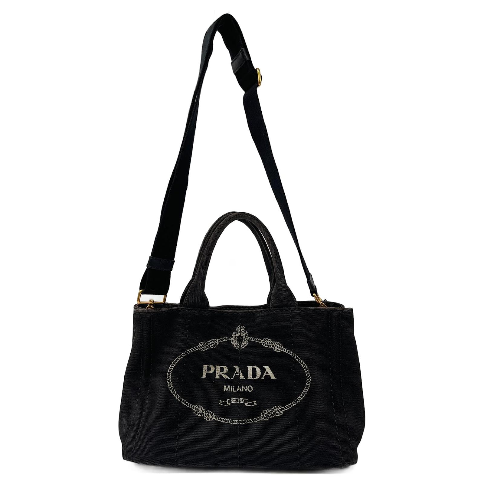 Black Canvas Prada Canapa Tote Cloth ref.719166 - Joli Closet